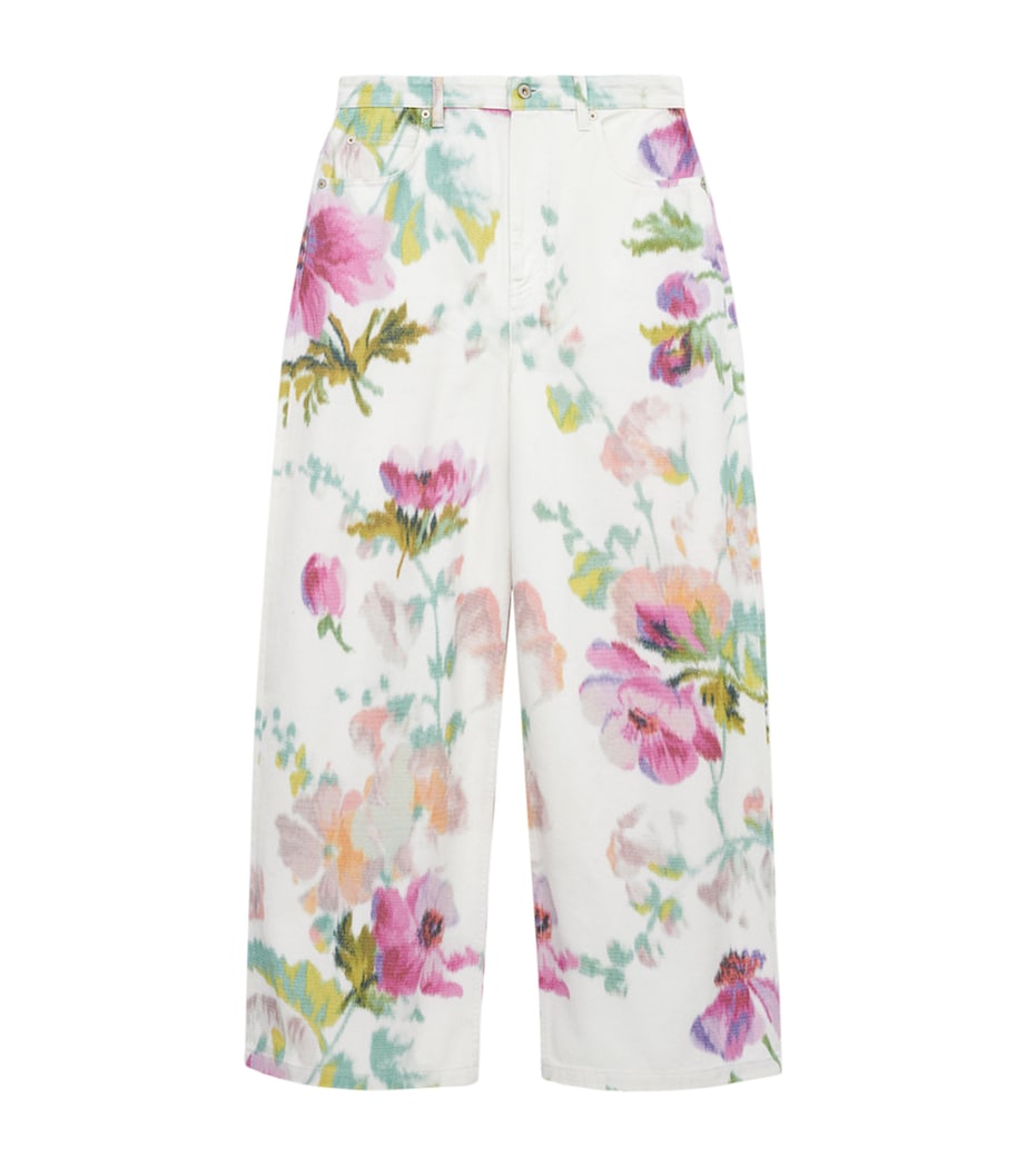 Floral Wide-Leg Jeans WHITE/PINK Image 1