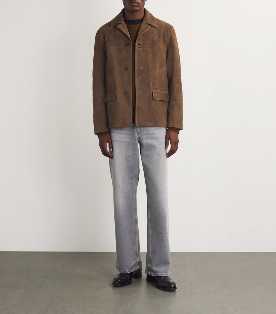 Suede Button-Up Jacket DARK CAMEL Image 2