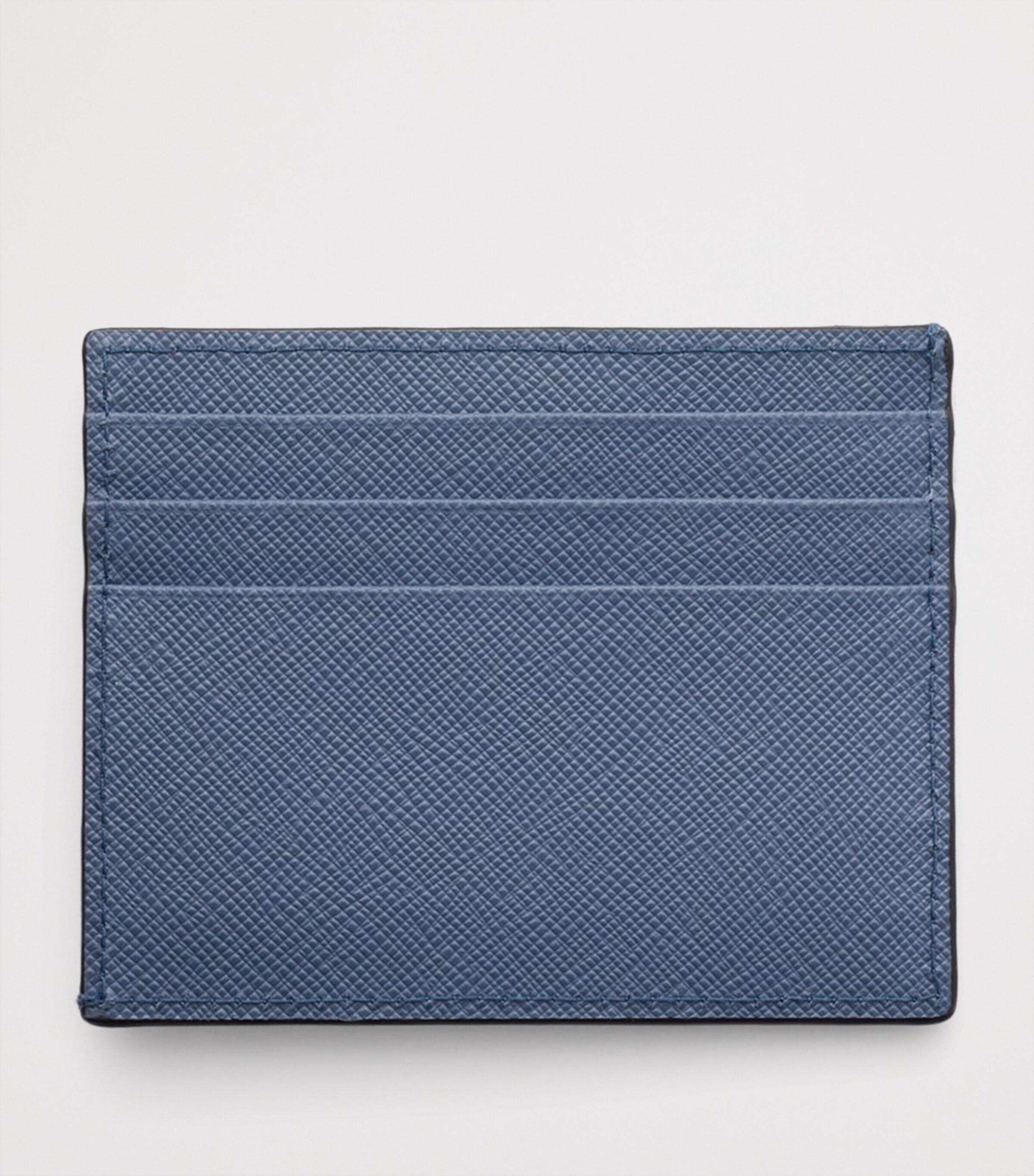 Prada Saffiano Leather Card Holder Blue Image 3