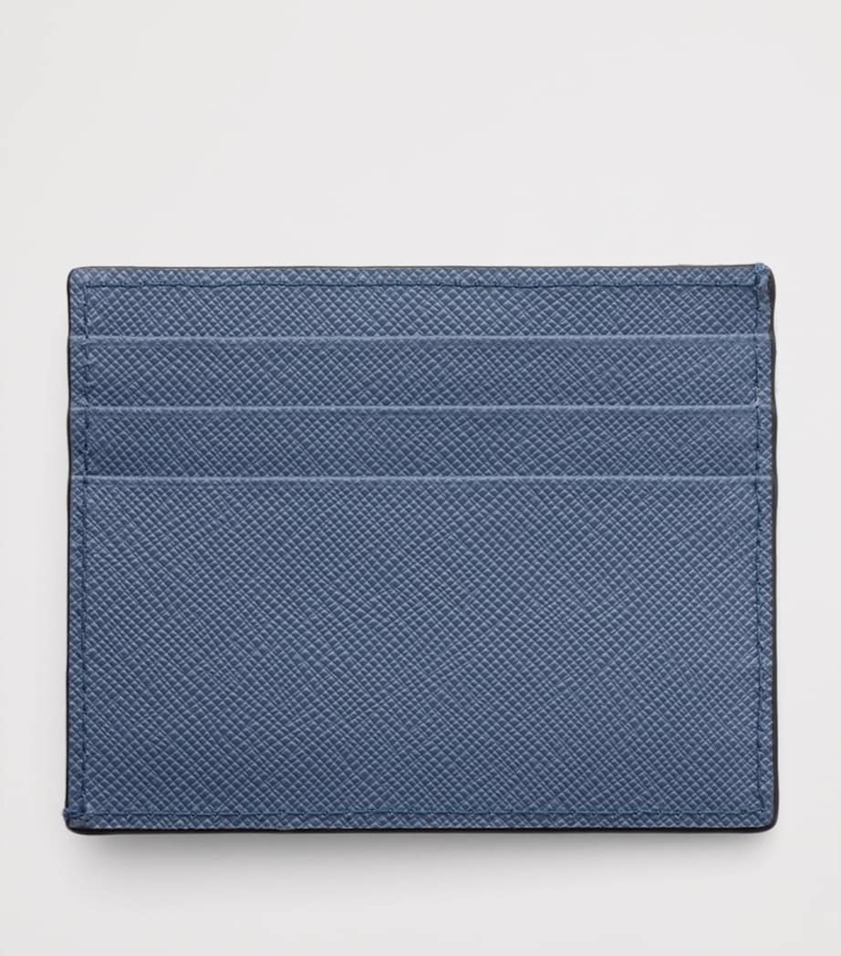 Prada Saffiano Leather Card Holder Blue Image 3