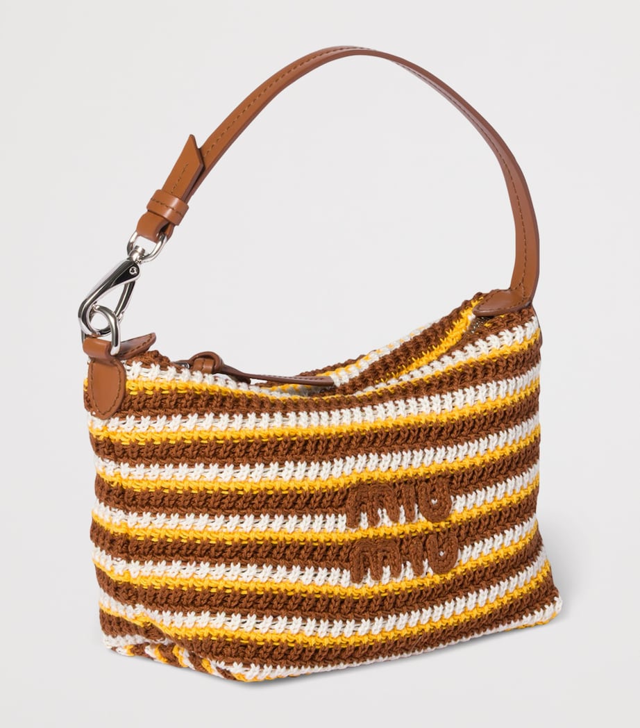 Miu Miu Crochet-Leather Logo Pouch Brown Image 2