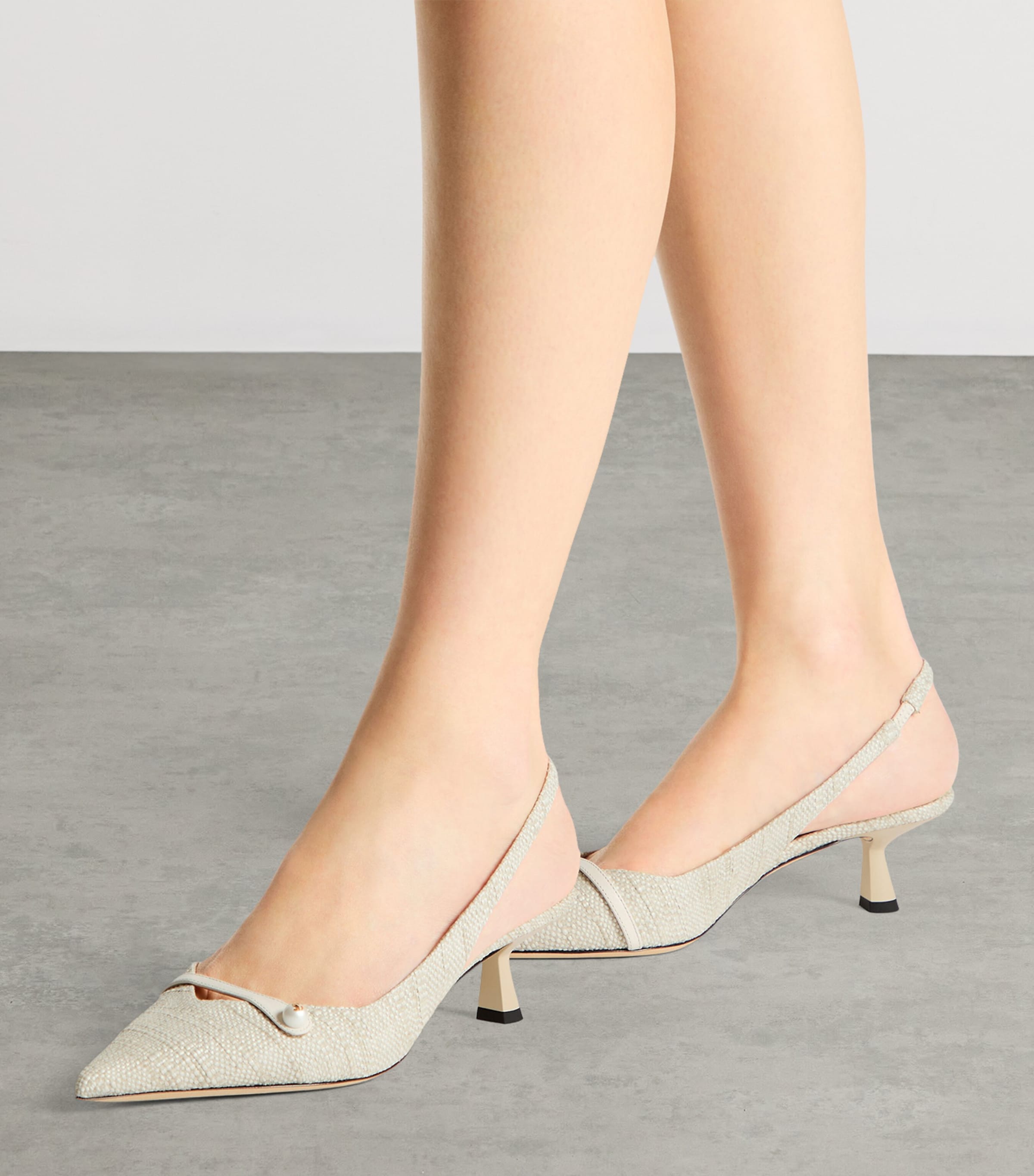 Jimmy Choo Womens Amita 45 Woven Slingback Pumps Natural Image 2