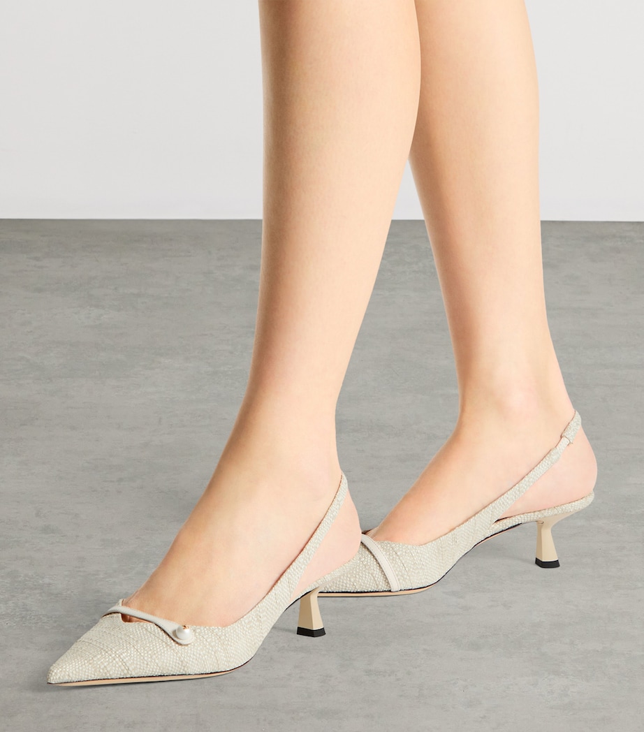 Jimmy Choo Womens Amita 45 Woven Slingback Pumps Natural Image 2