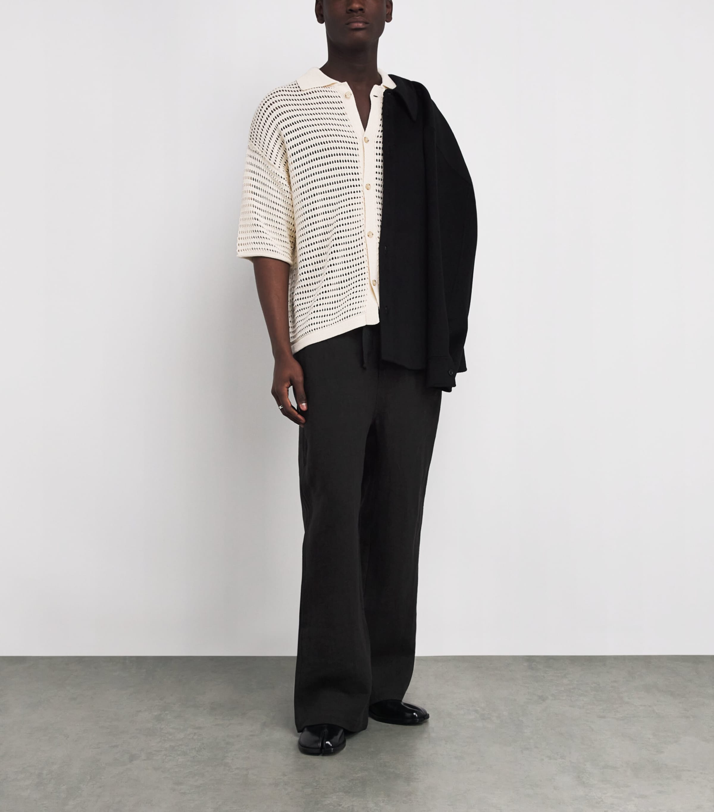 Linen Wide-Leg Trousers BLACK Image 2