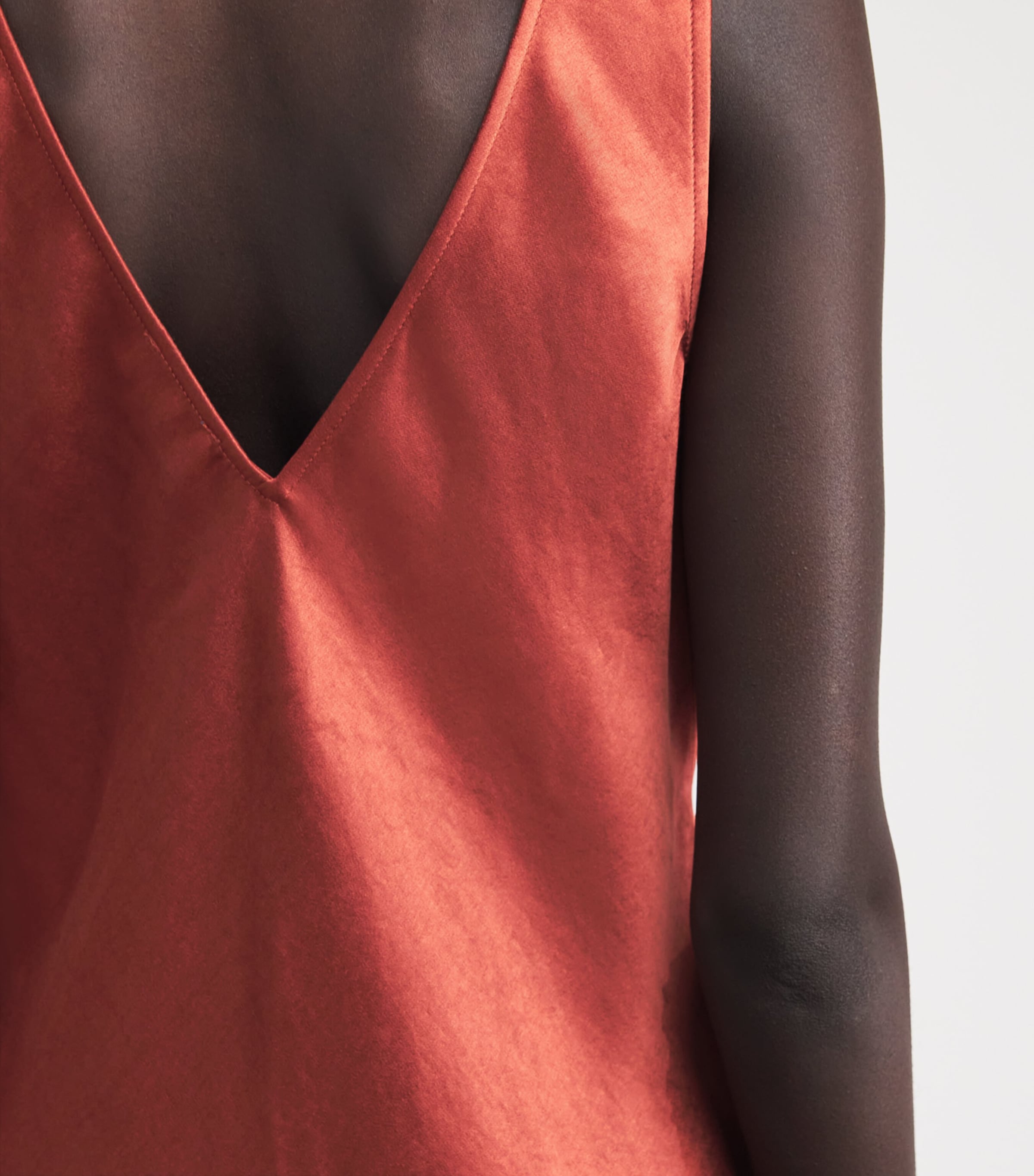 Satin Panelled Midi Dress RUST Image 6