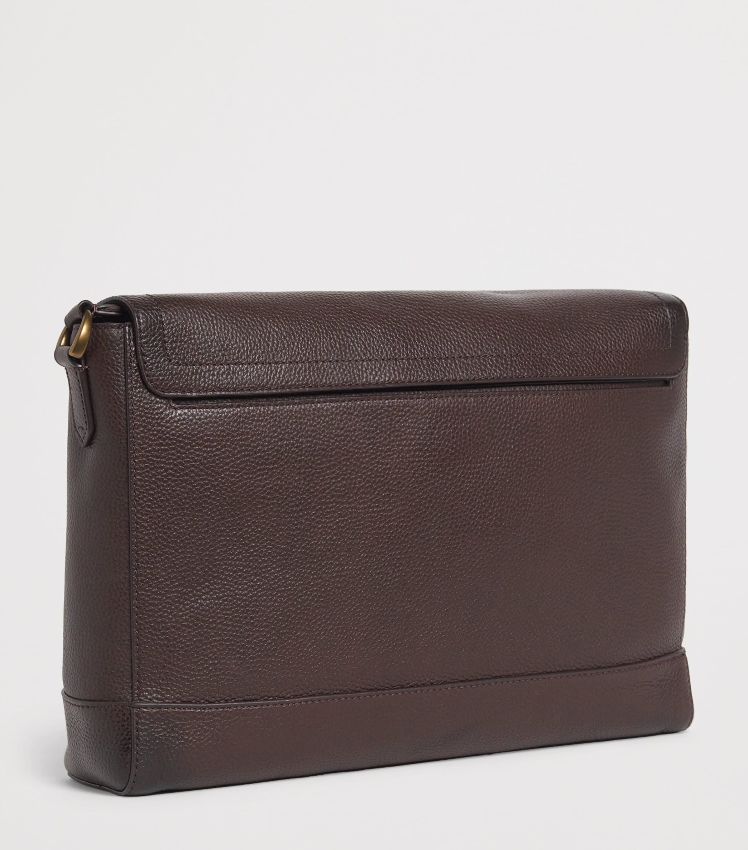 Polo Ralph Lauren Pebbled Leather Messenger Bag Dark Brown Image 3