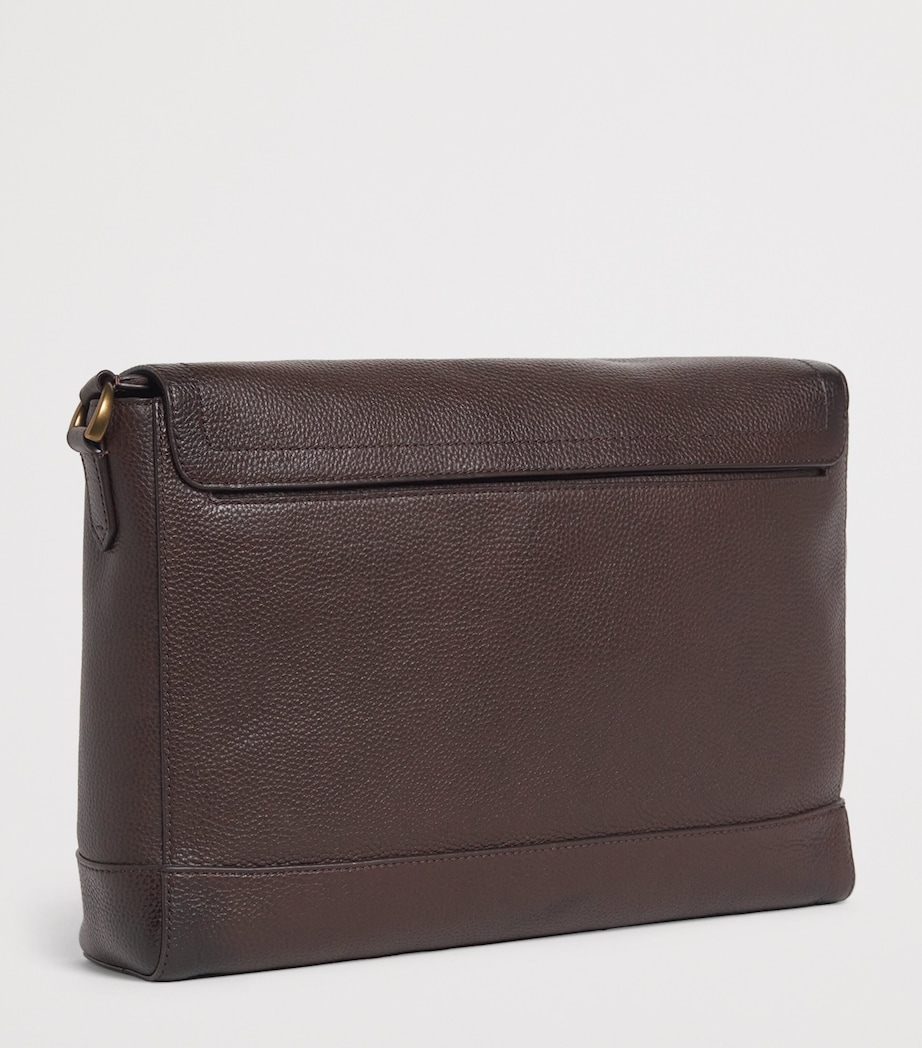 Polo Ralph Lauren Pebbled Leather Messenger Bag Dark Brown Image 3