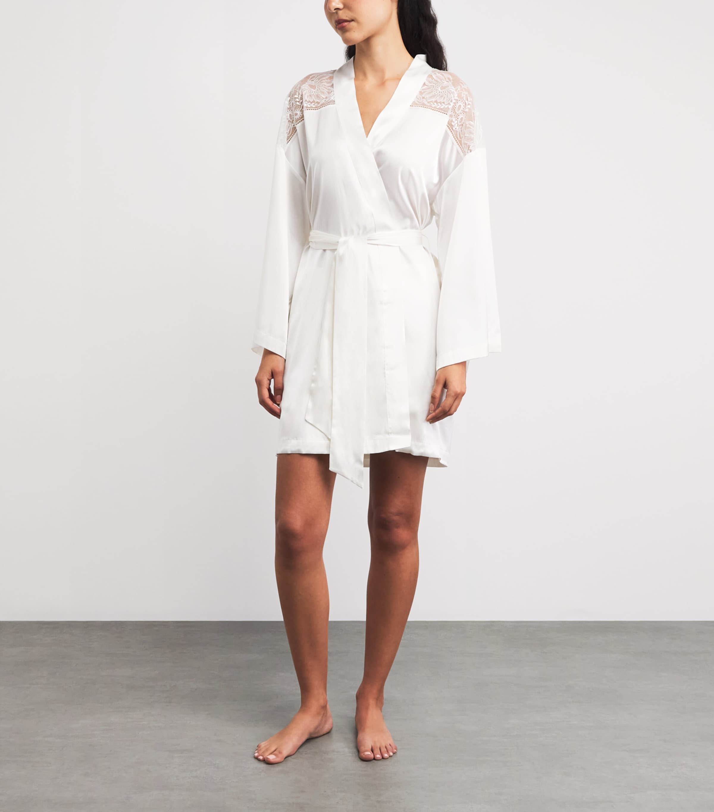 Aubade Womens Silk-Blend Midnight Whisper Robe Opale Image 4