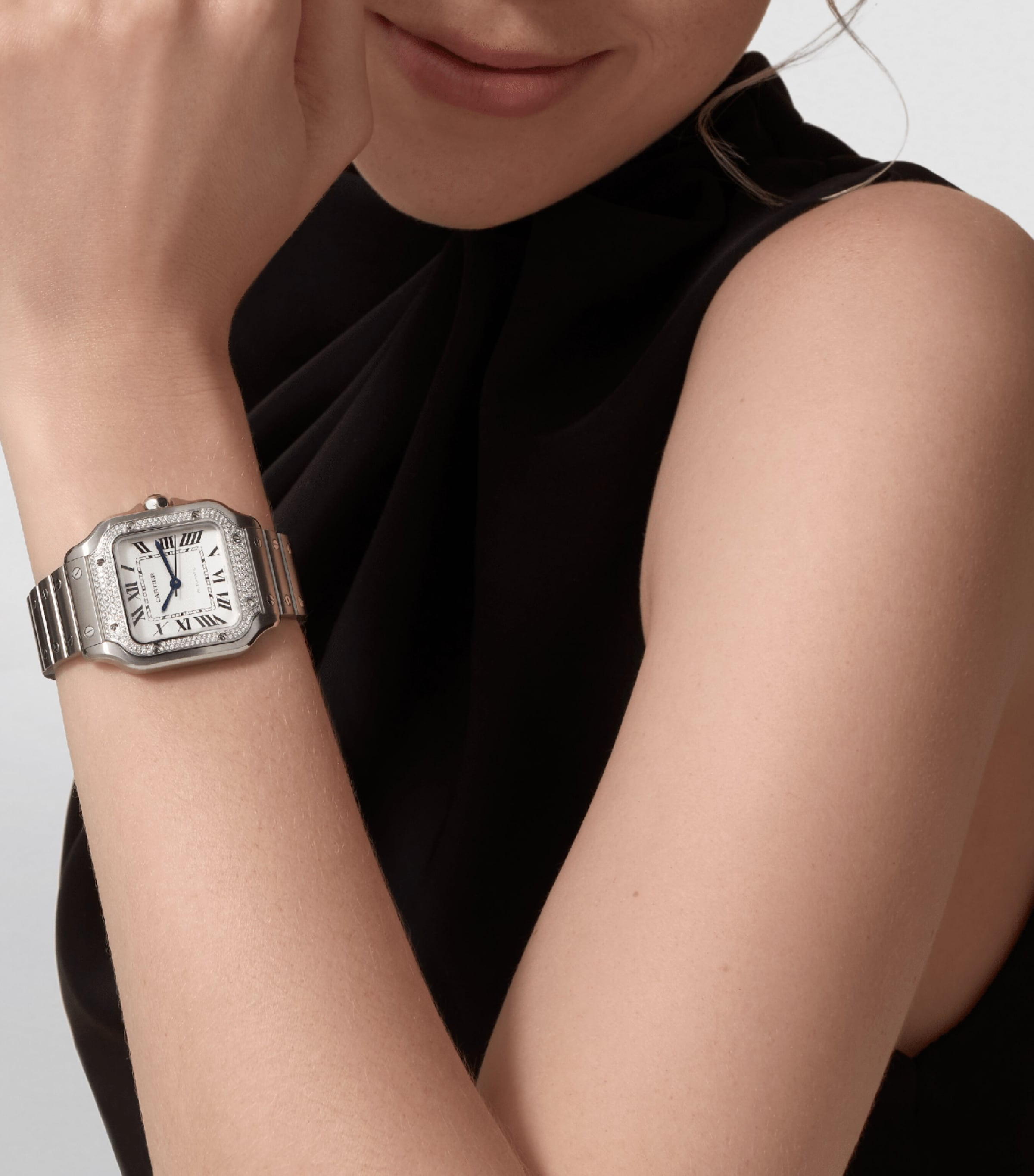 Medium Steel Santos de Cartier Watch 35.1mm STEEL Image 4