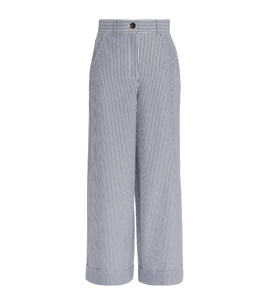 Stripe Wide-Leg Trousers NAVY/WHITE Image 1