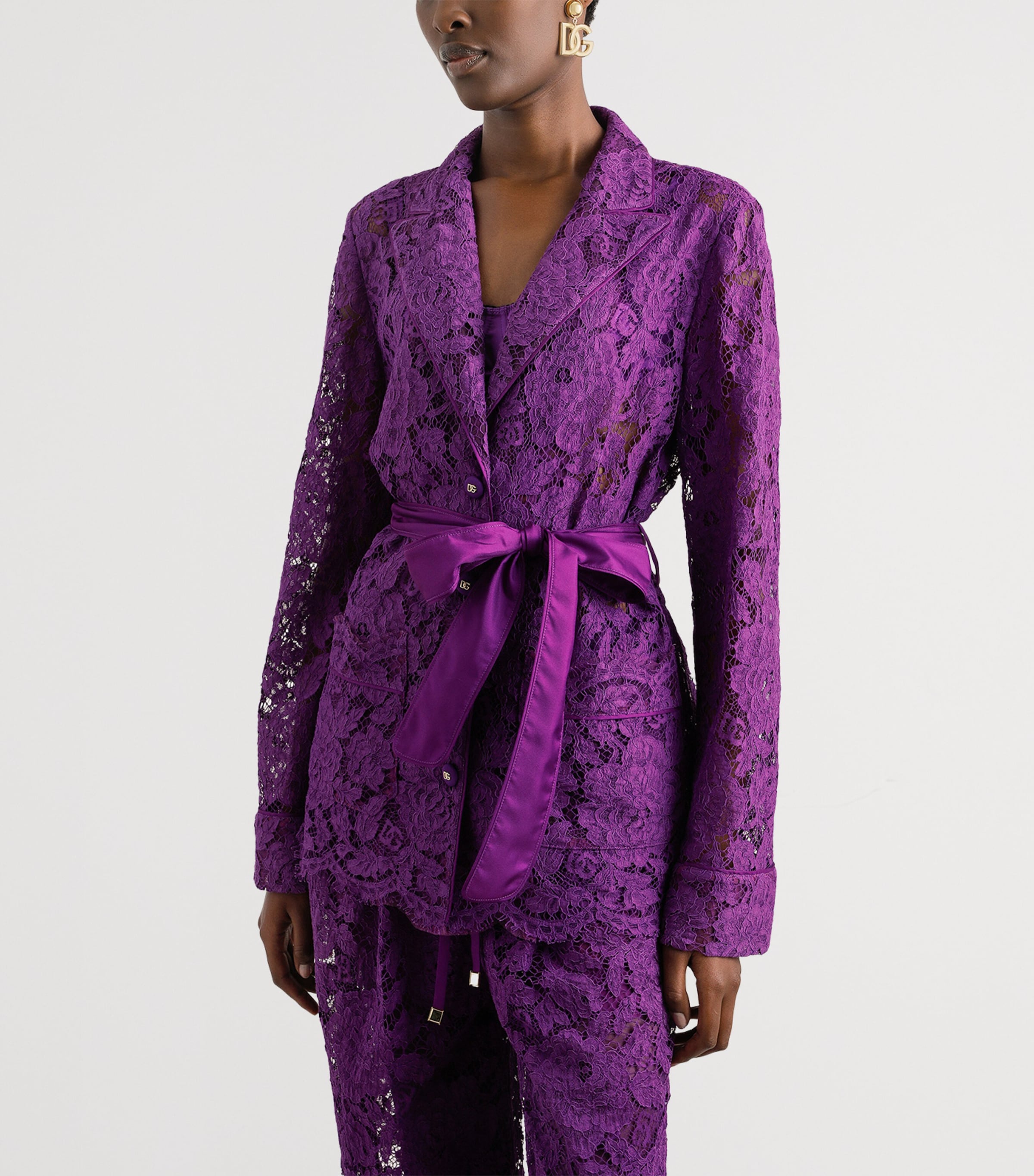 Dolce&Gabbana Womens Lace Floral Shirt Purple Image 4