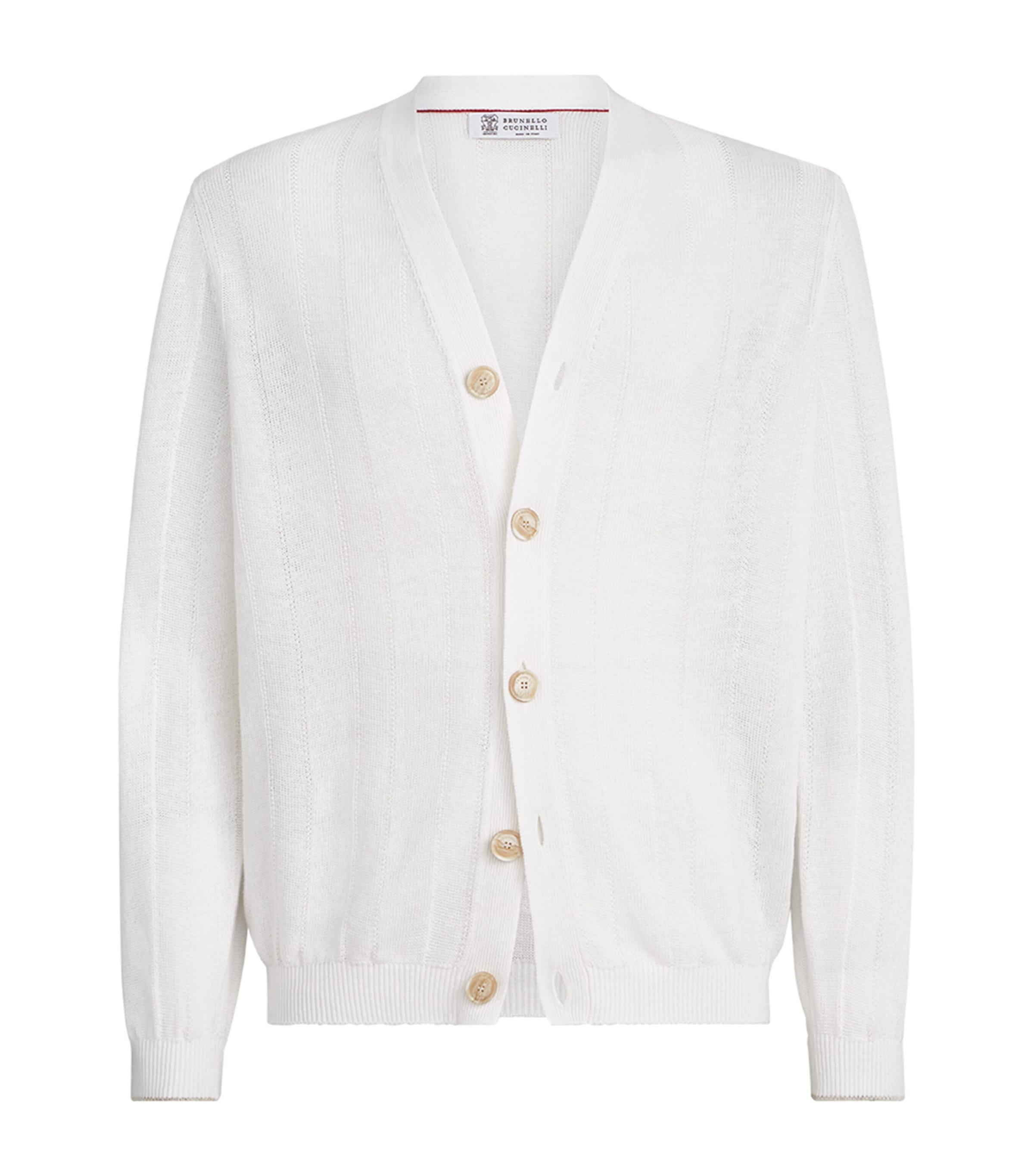 Brunello Cucinelli Mens Linen-Cotton Ribbed Cardigan Image 1