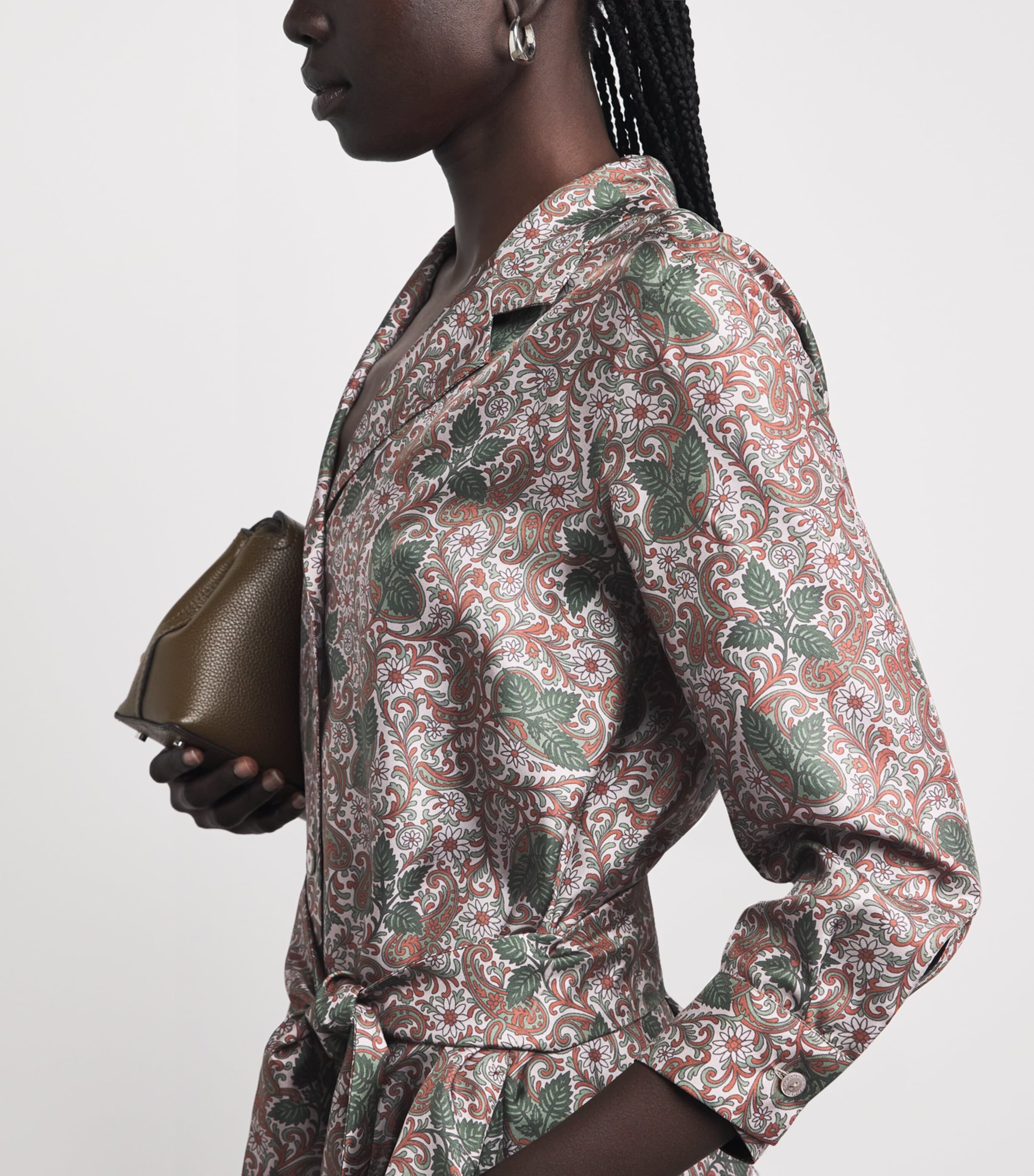 Colombo Womens Silk Printed Midi Shirt Dress Paisley Print Image 3