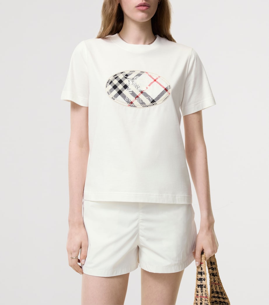 Burberry Womens Cotton Logo Stamp T-Shirt Chalk Image 2