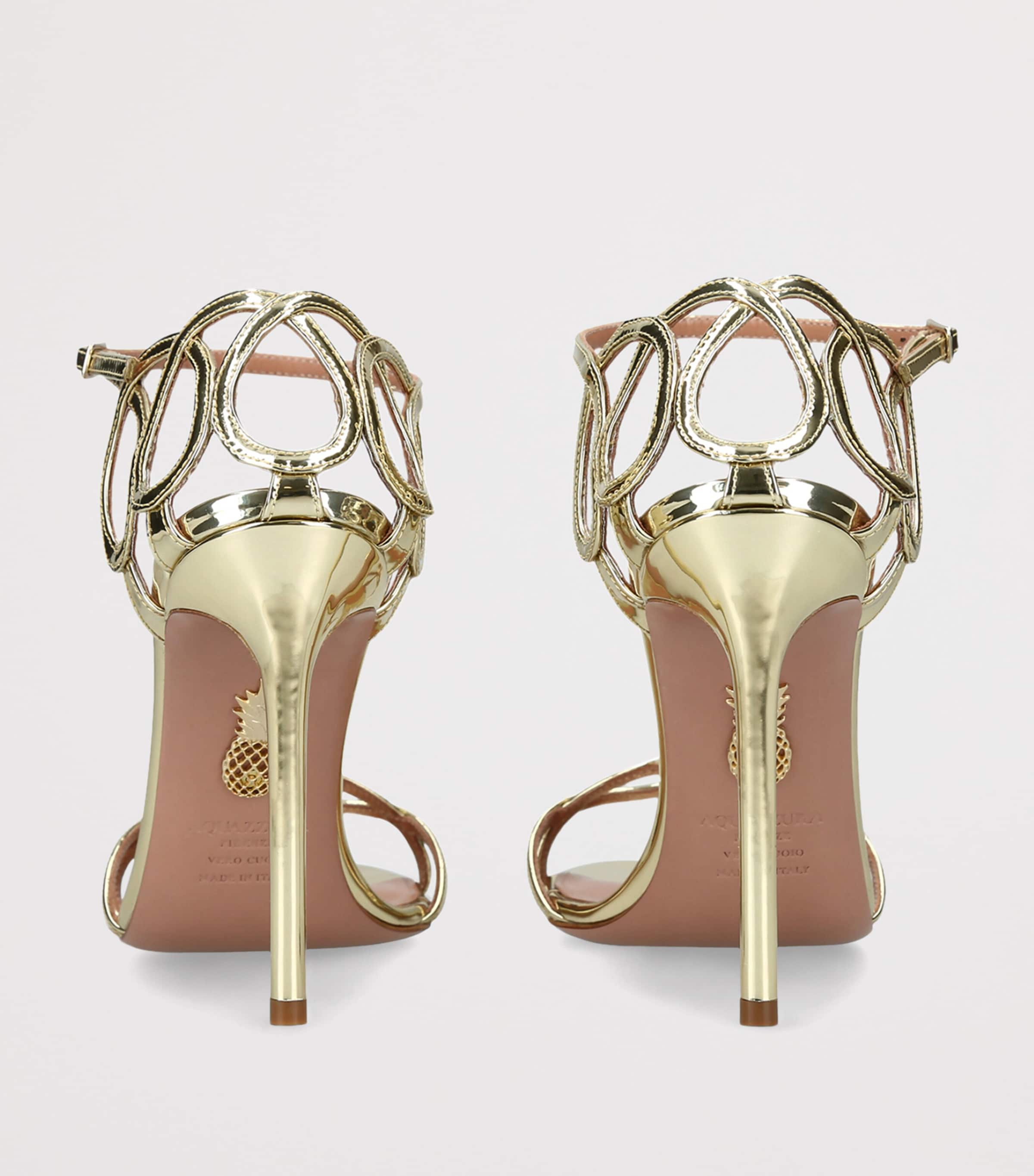 Aquazzura Metallic Leather Hula Heeled Sandals 105 Gold Image 2