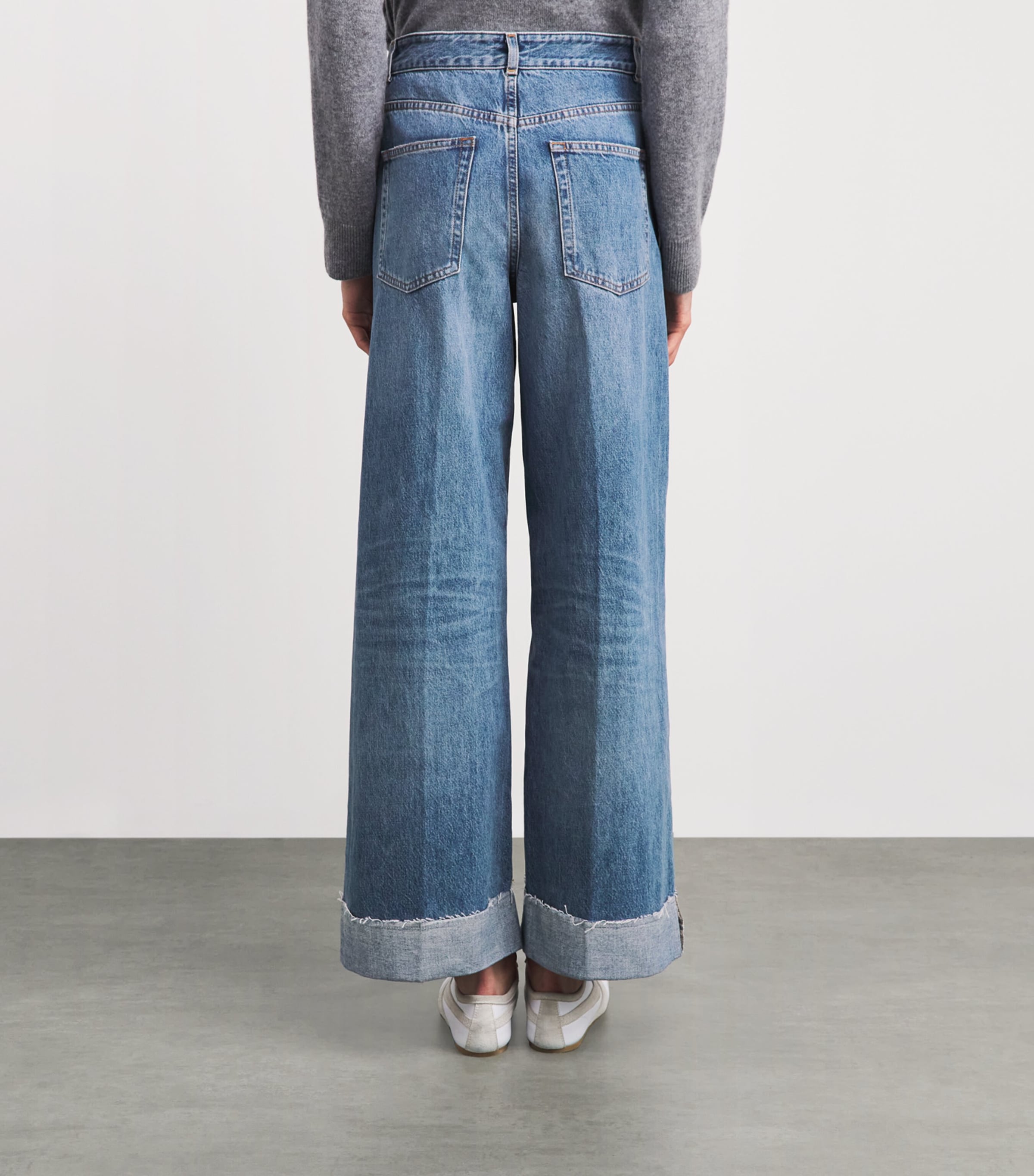ME+EM Womens Ankle Grazer Straight Jeans Mid Blue Wash Image 5