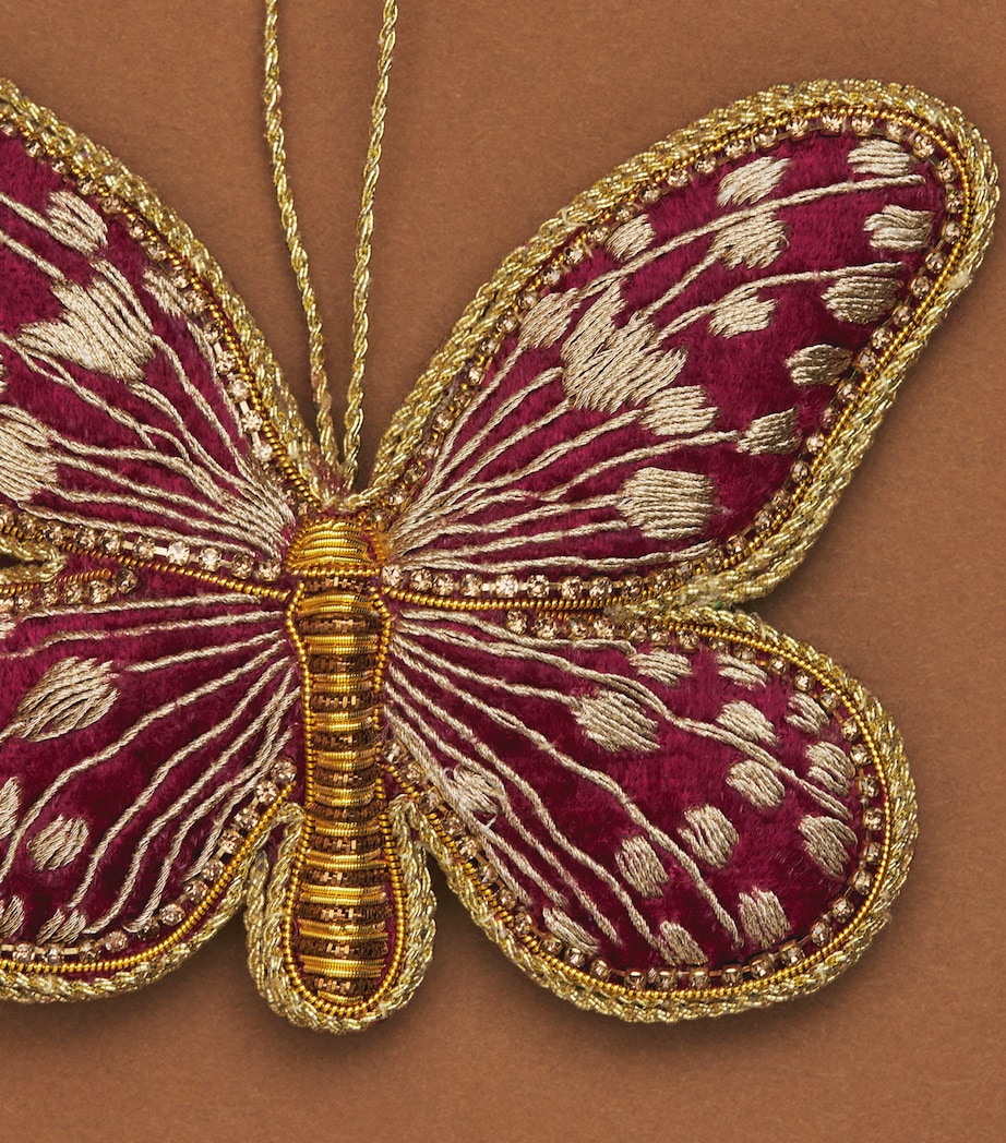 Tinker Tailor Velvet Embroidered Butterfly Tree Decoration Wine & Gold Image 2