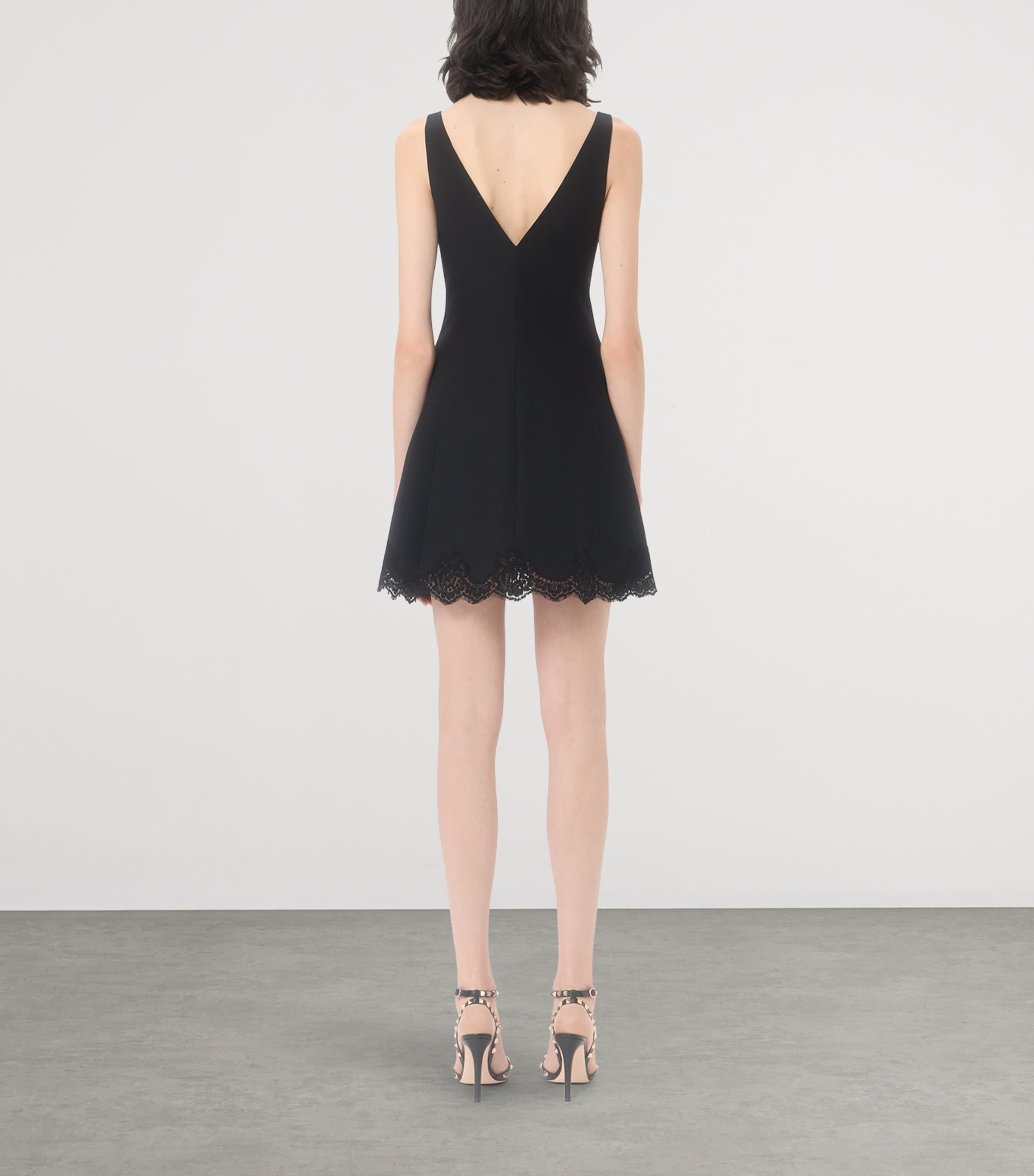 valentino mini dress Garavani Damier Tweed short sleeves Tulle Illusione Embroidered Dress for
