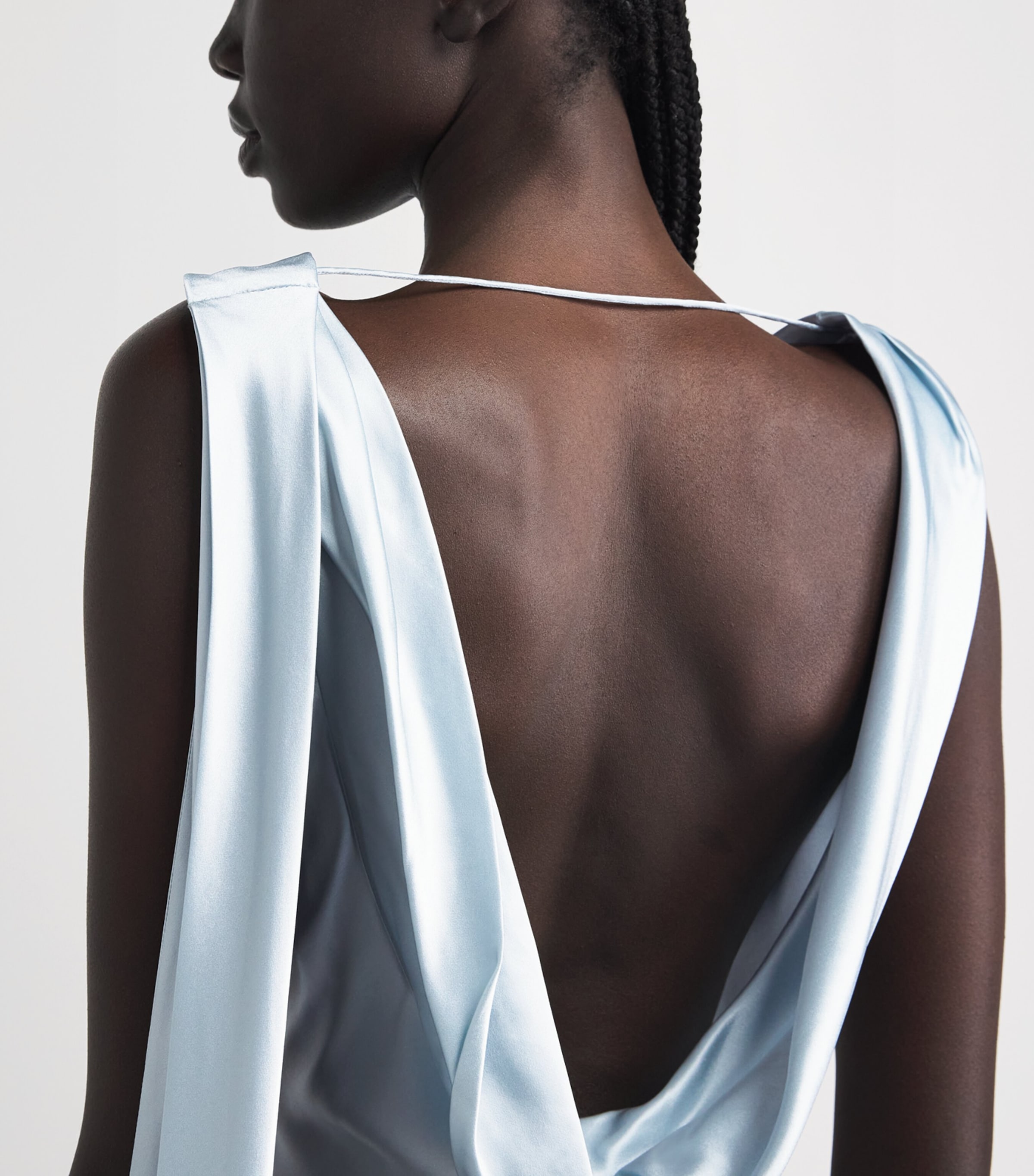 Acne Studios Womens Silk Drape-Neck Midi Dress Light Blue Image 3