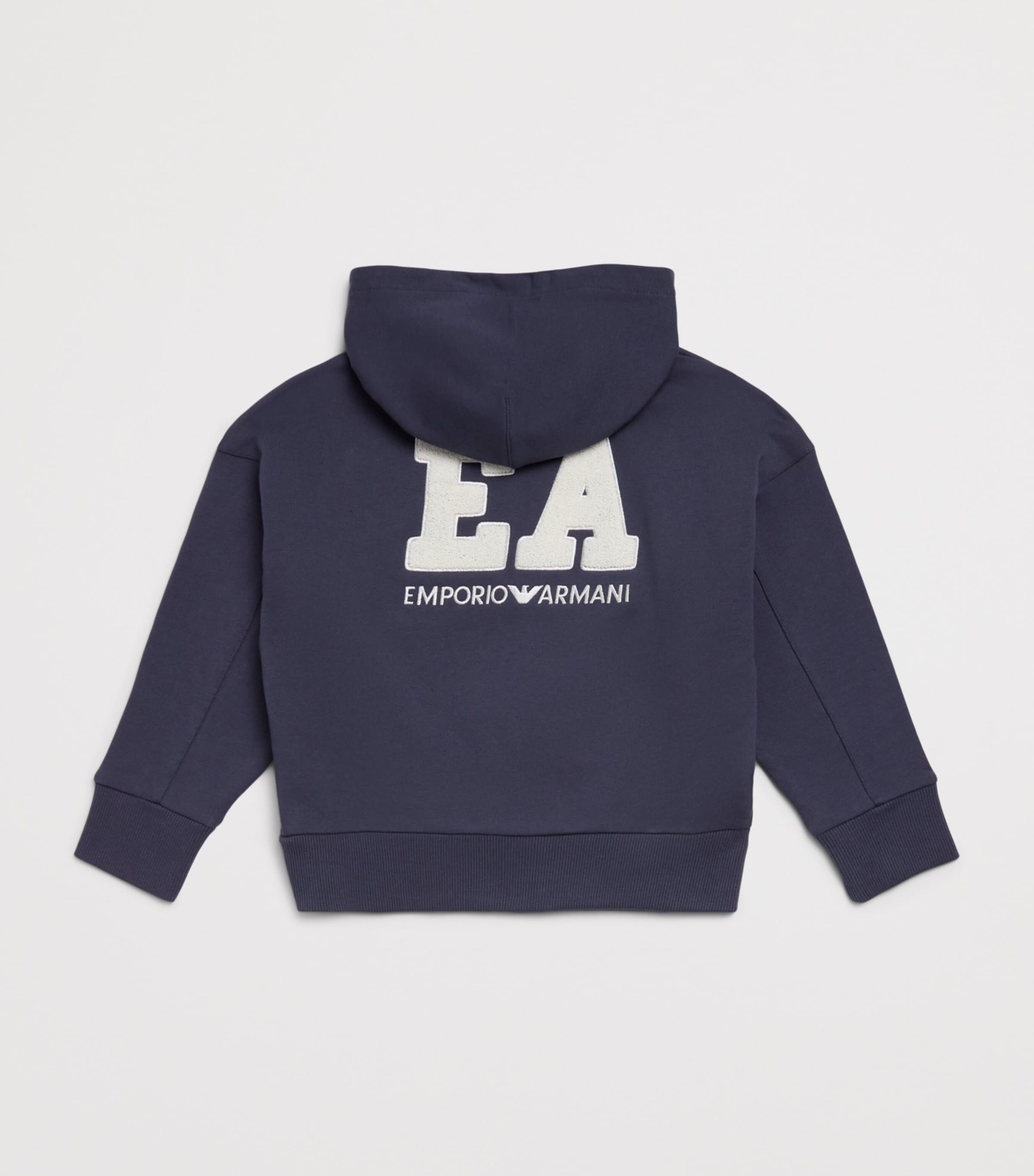 Emporio Armani Kids Cotton Logo Zip-Up Hoodie (4-16 Years) Odyssey Gray Image 2