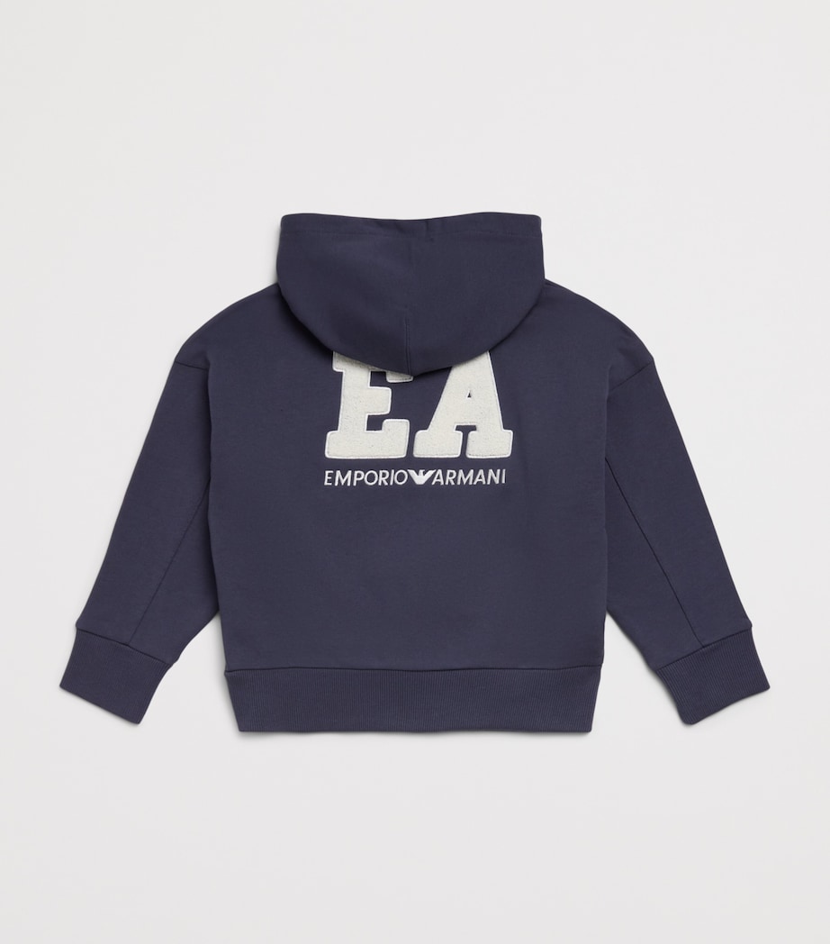 Emporio Armani Kids Cotton Logo Zip-Up Hoodie (4-16 Years) Odyssey Gray Image 2