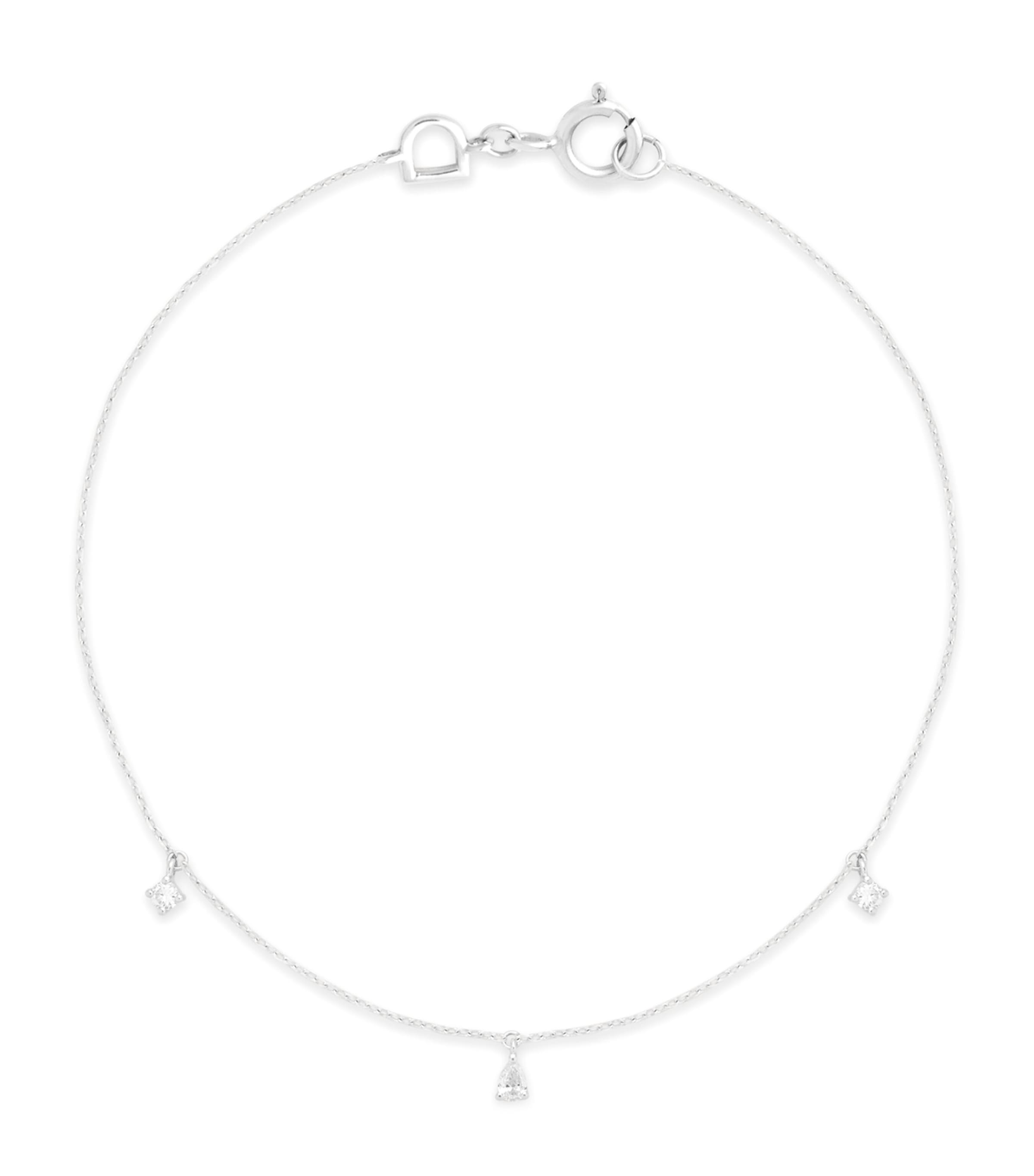Astrid & Miyu White Gold And Diamond Pear Charm Bracelet In Silver