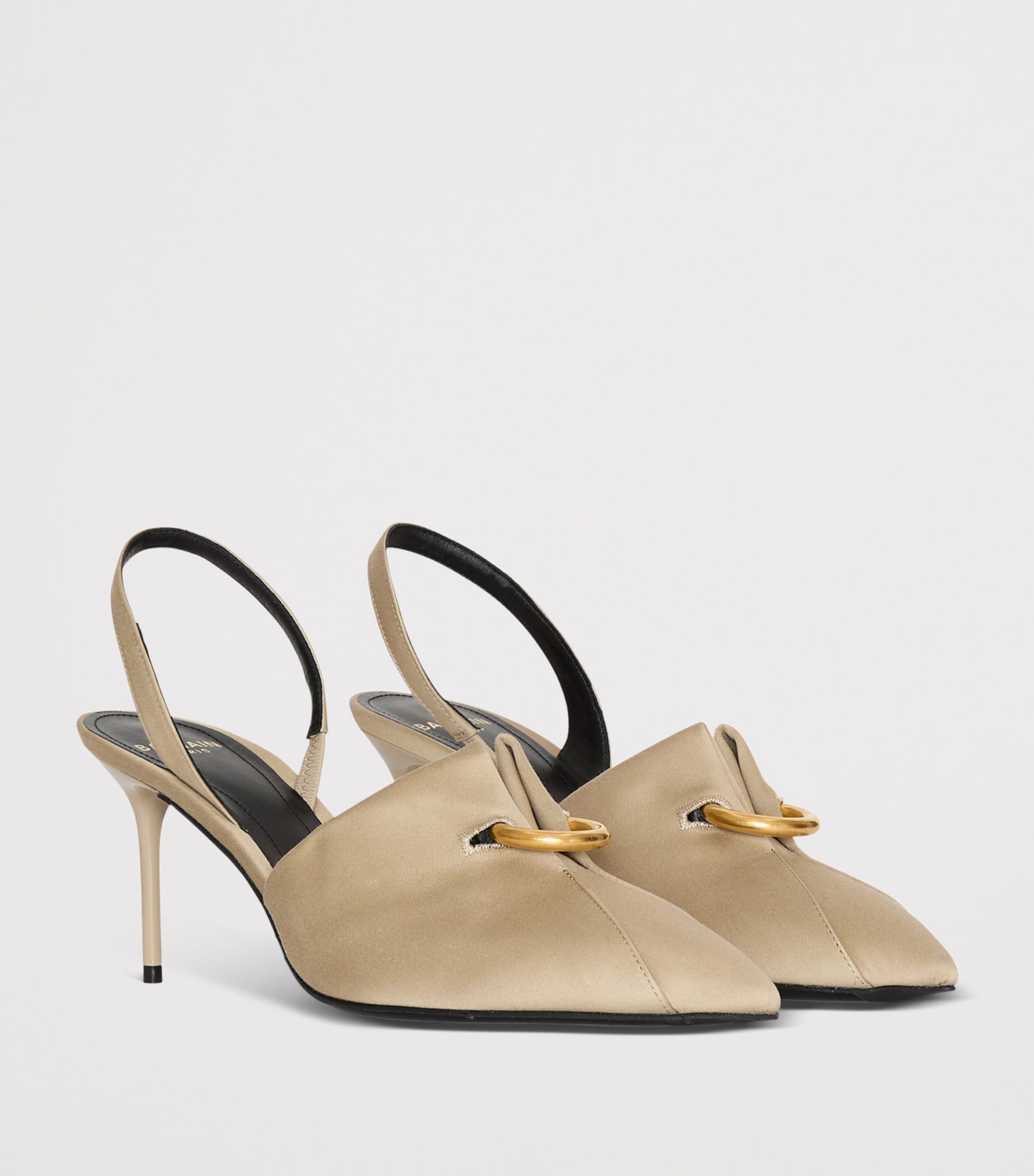 Pierced Slingback Heeled Mules 75 0AN SABLE Image 3