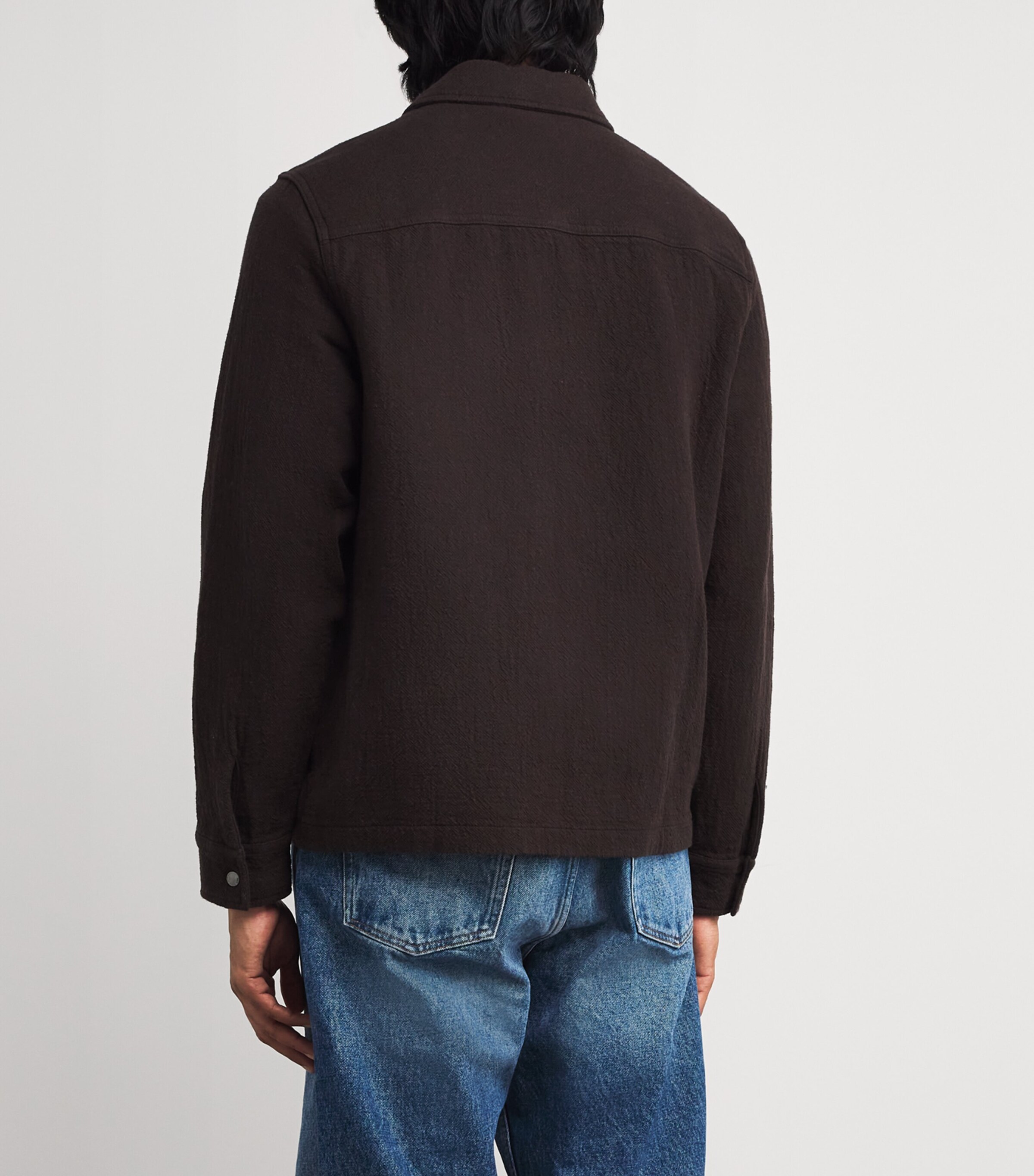 Wax London Mens Cotton Romer Overshirt Dark Brown Image 4