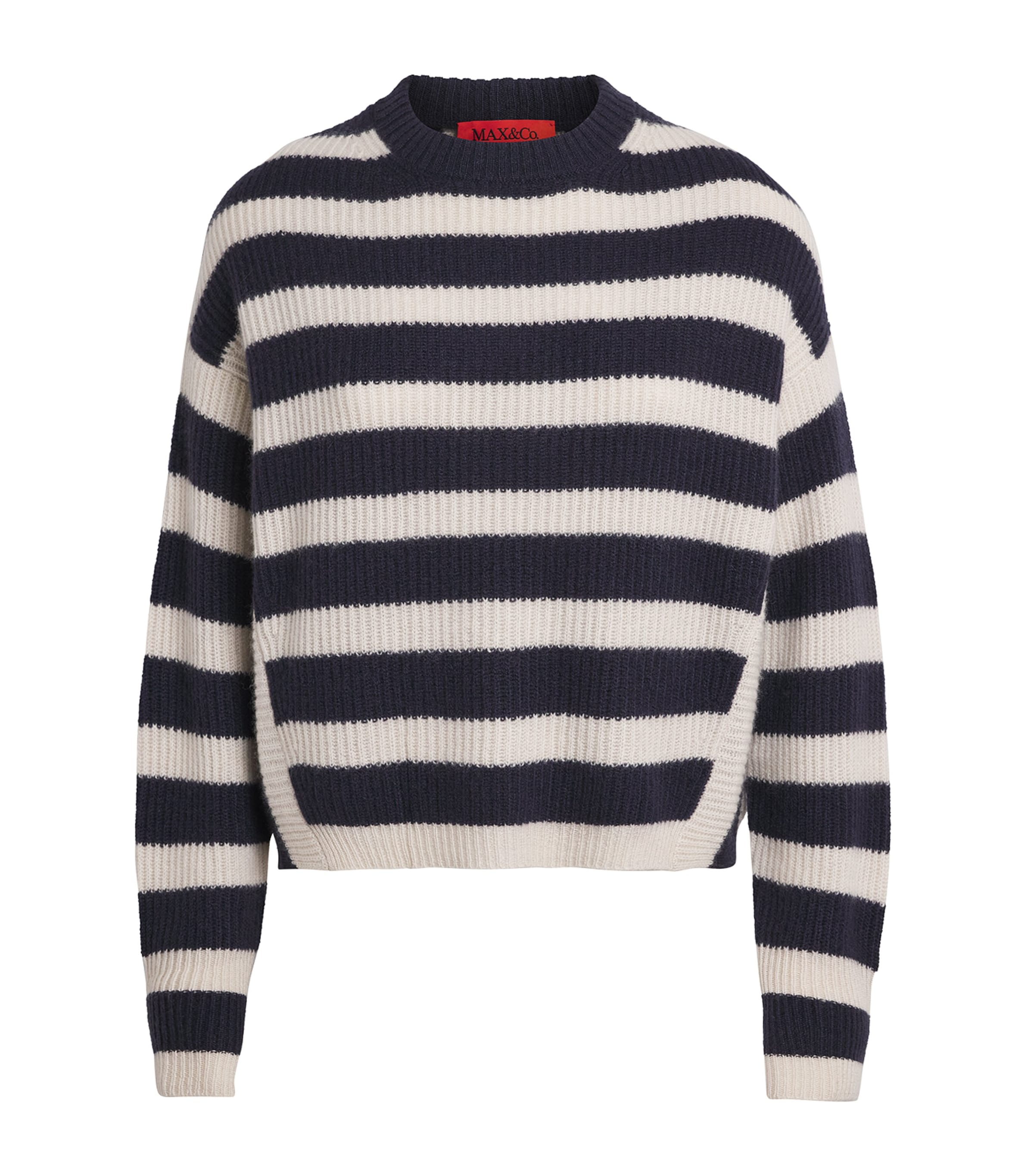 Max & Co Cashmere Stripe Sweater In Black