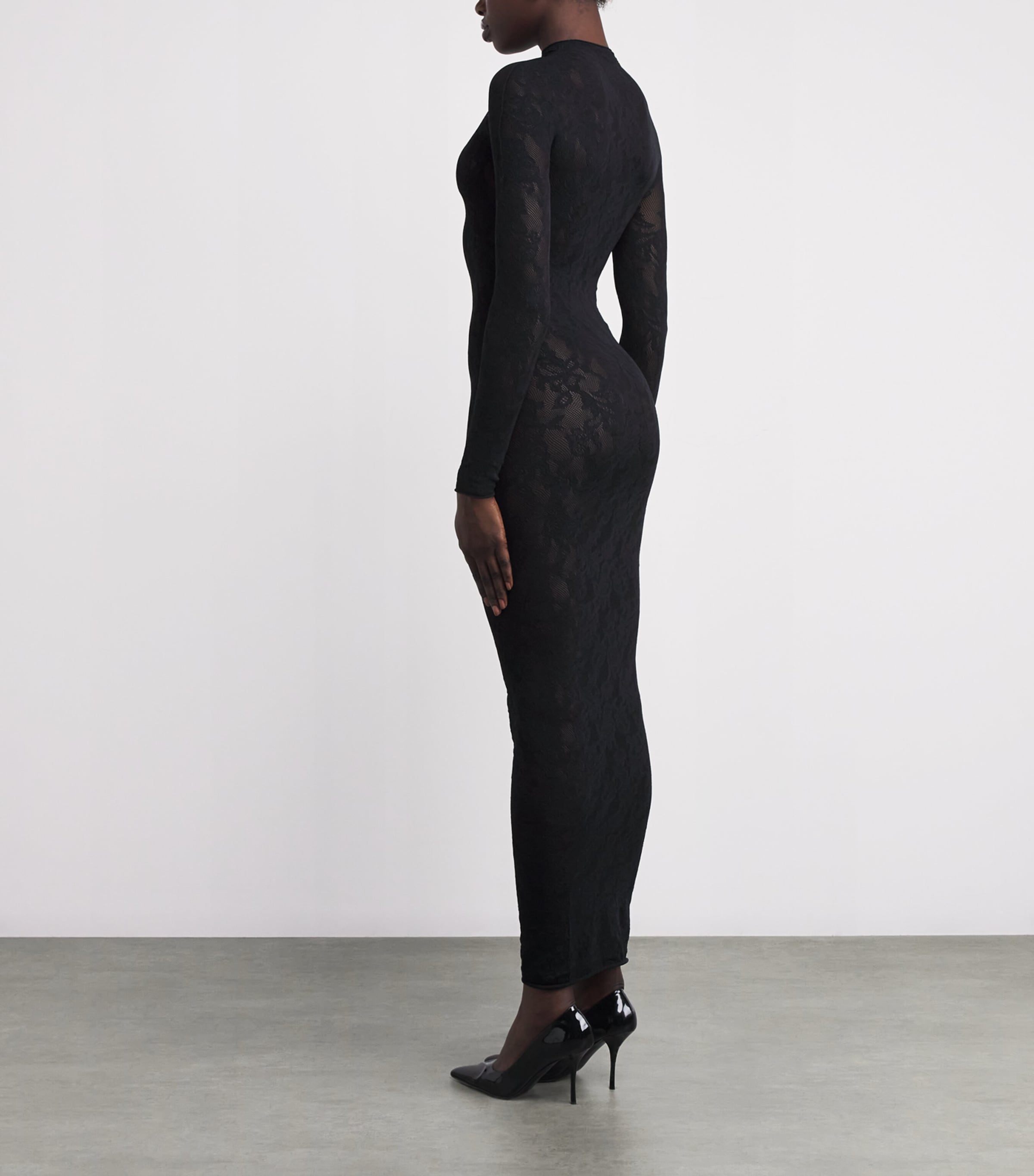 Lace Long-Sleeve Maxi Dress OBSIDIAN Image 3