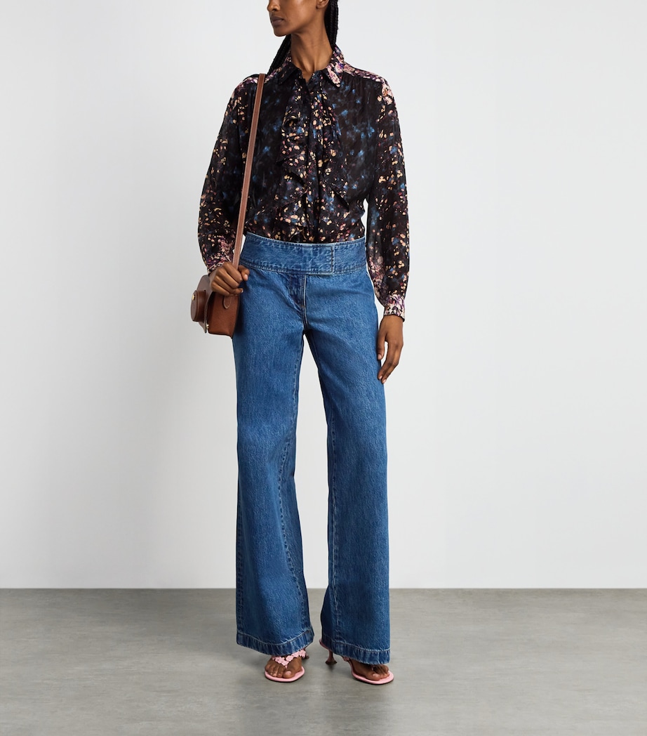 Ulla Johnson Womens Silk Ruffle Gesture Blouse Eclipse Image 2