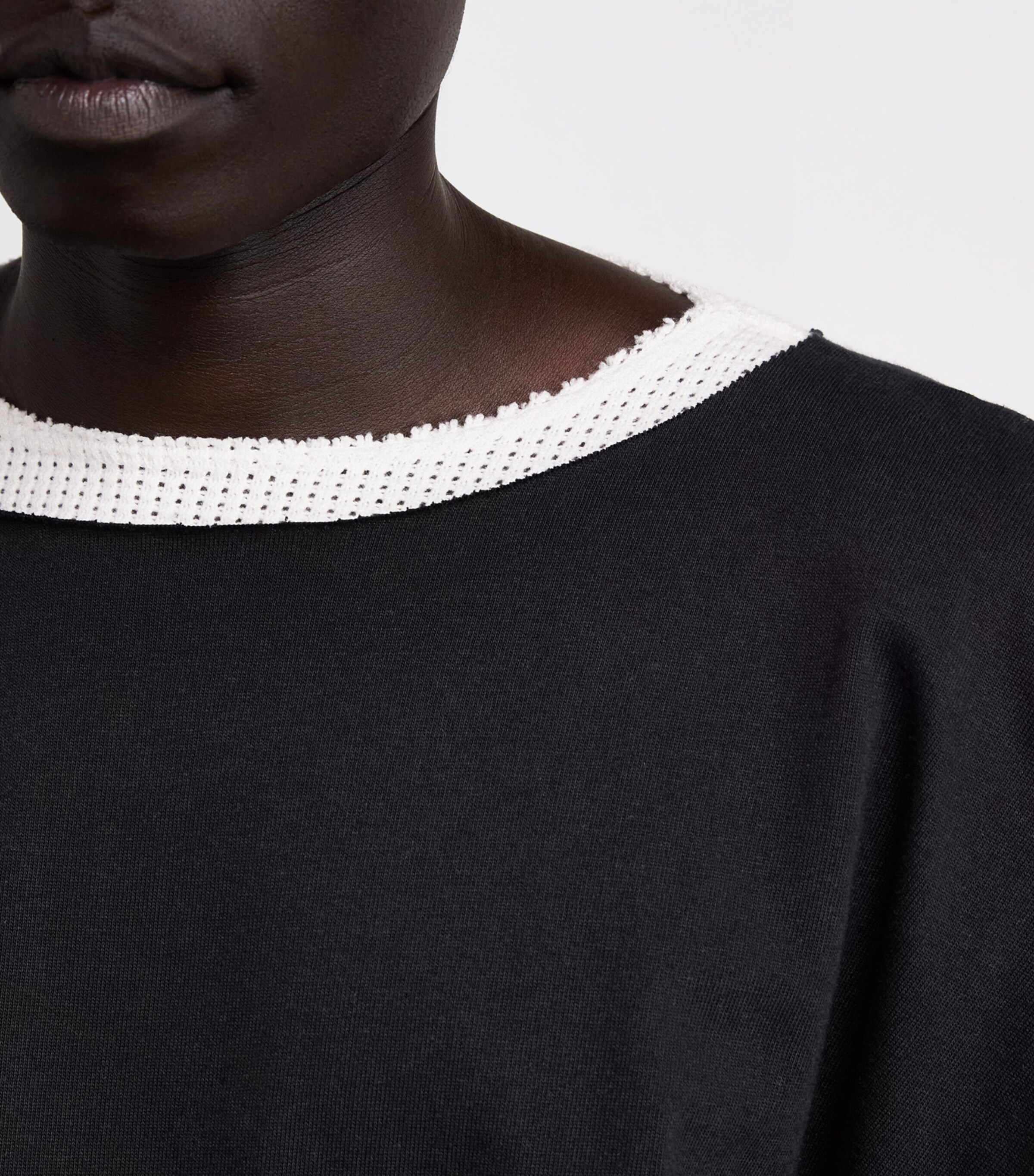 Double-Layer Distressed T-Shirt BLACK/SALT WHITE Image 6