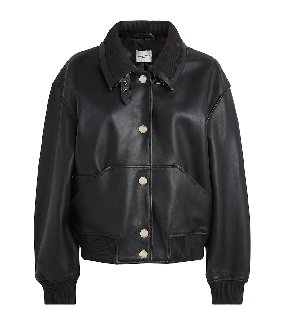 Claudie Pierlot Womens Relaxed Leather Jacket Black Image 1