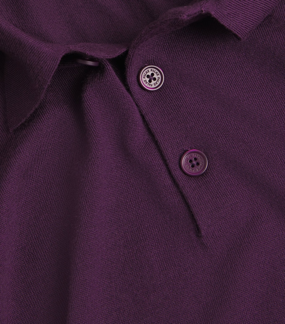 Virgin Wool Polo Shirt 8298-DARK VIOLET Image 5