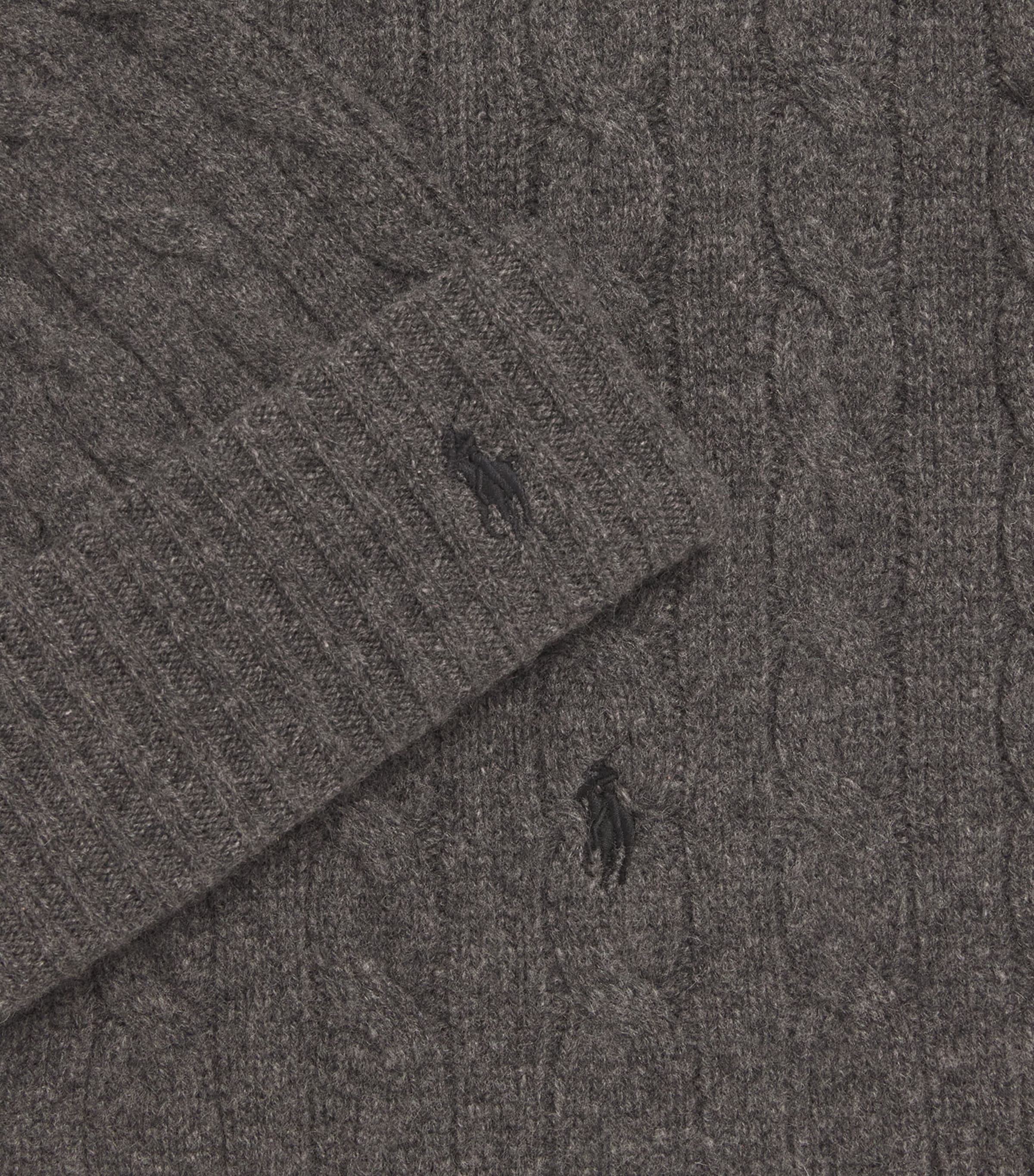 Cashmere Cable-Knit Hat and Scarf Set GREY Image 3