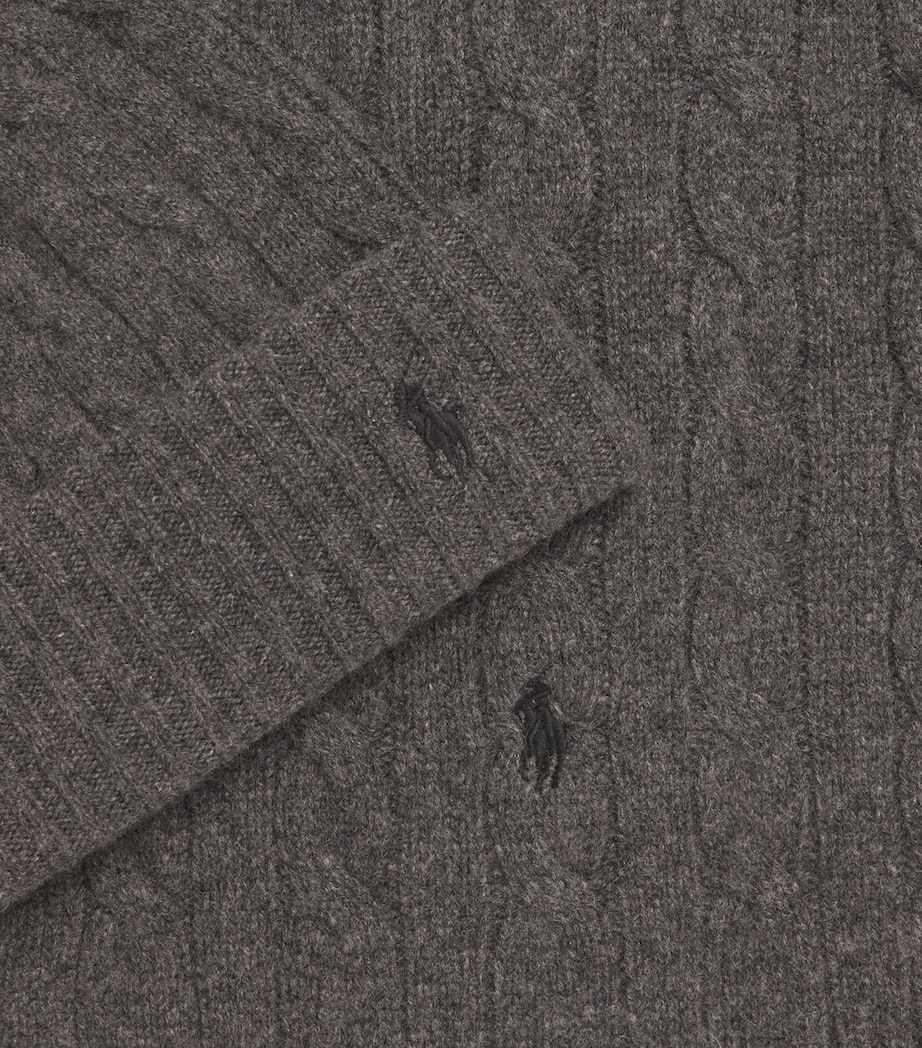 Cashmere Cable-Knit Hat and Scarf Set GREY Image 3