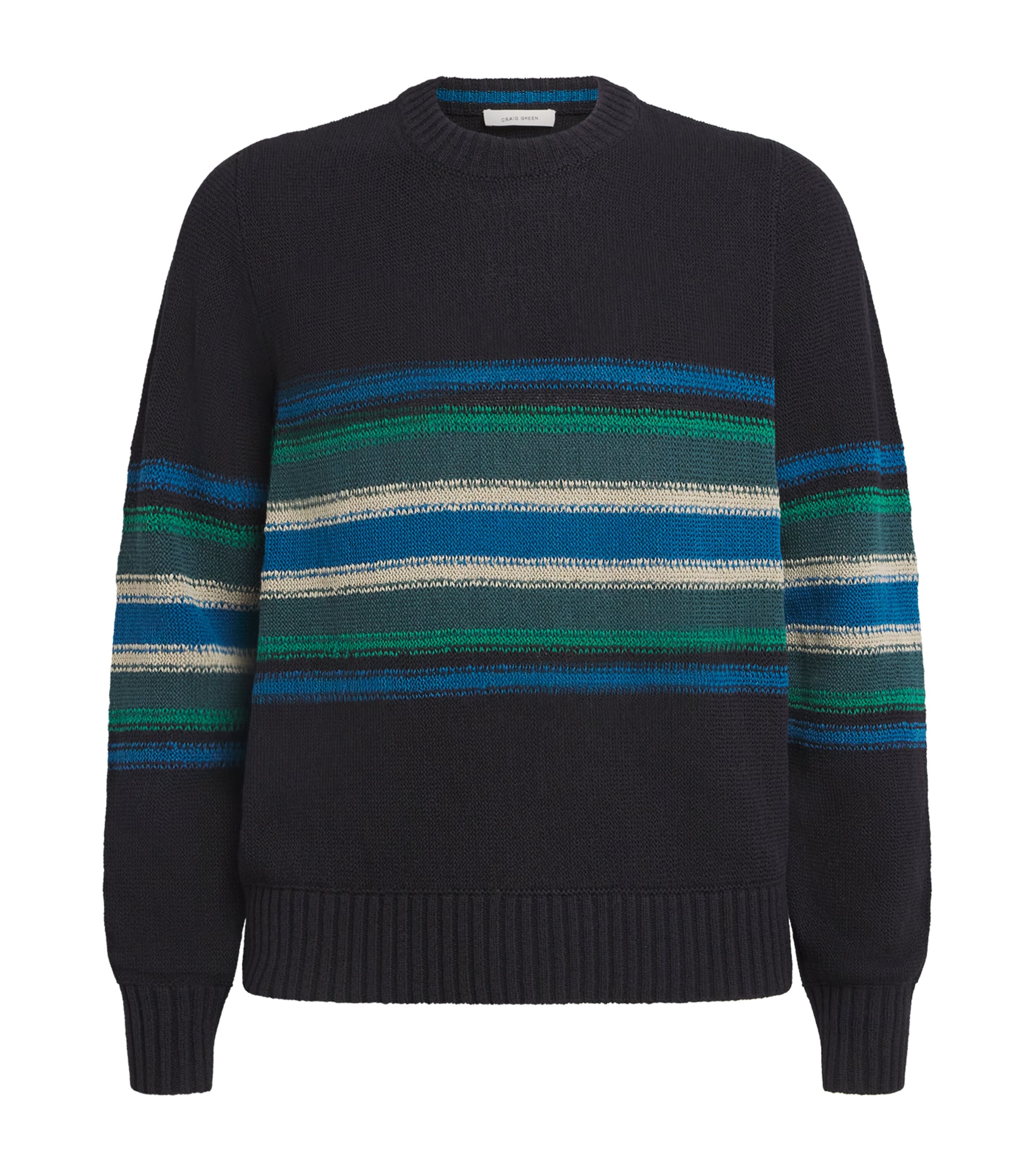 Craig Green Mens Tape-Knit Stripe Sweater Black Multi Image 1