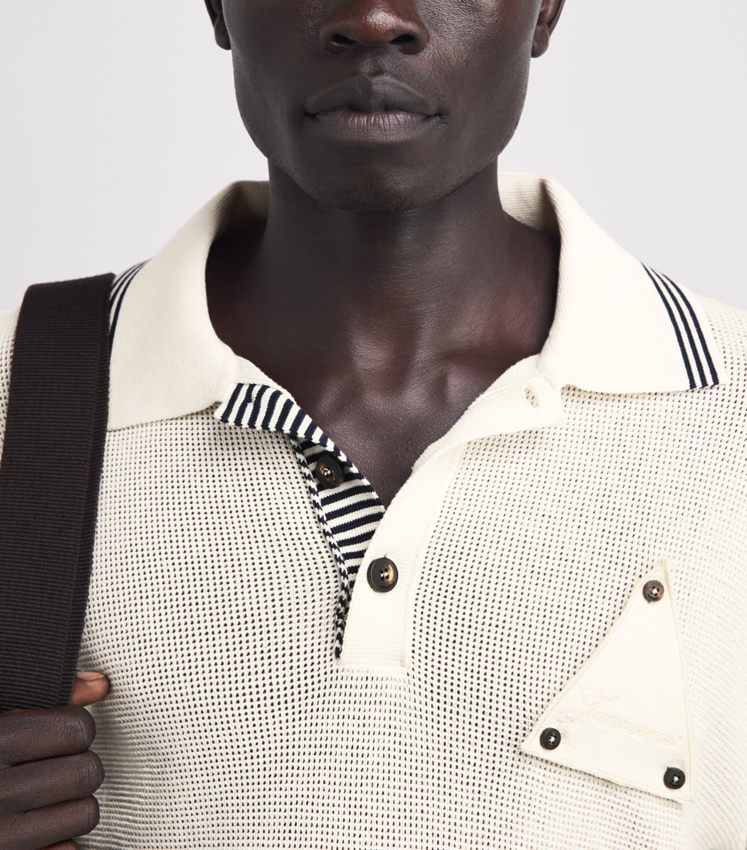 Jacquemus Mens Silk-Cotton Sailboat Polo Shirt White Image 3