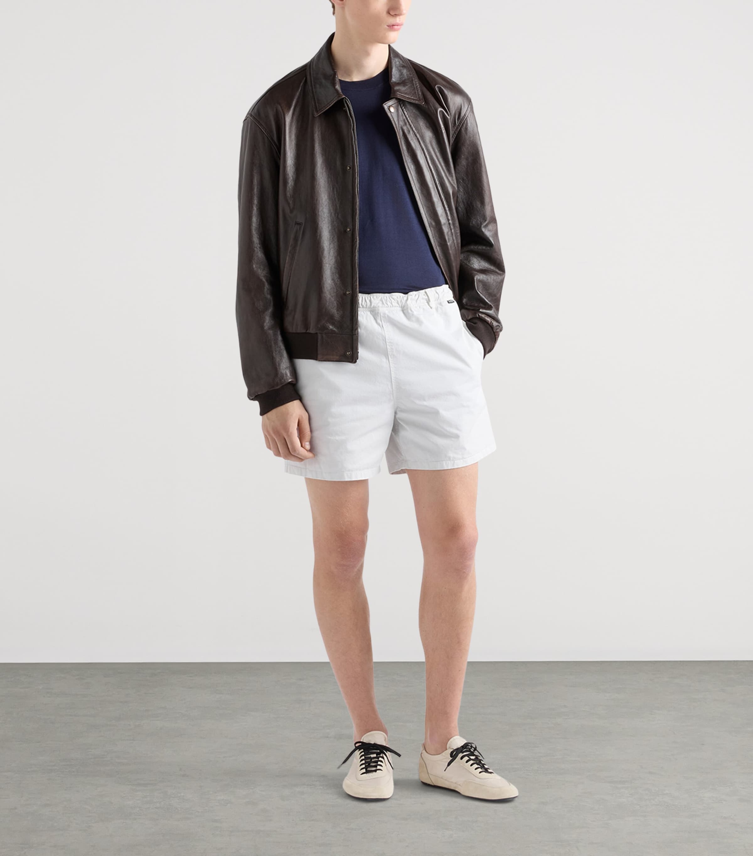 Prada Mens Silk Short-Sleeve Sweater Blue Image 2