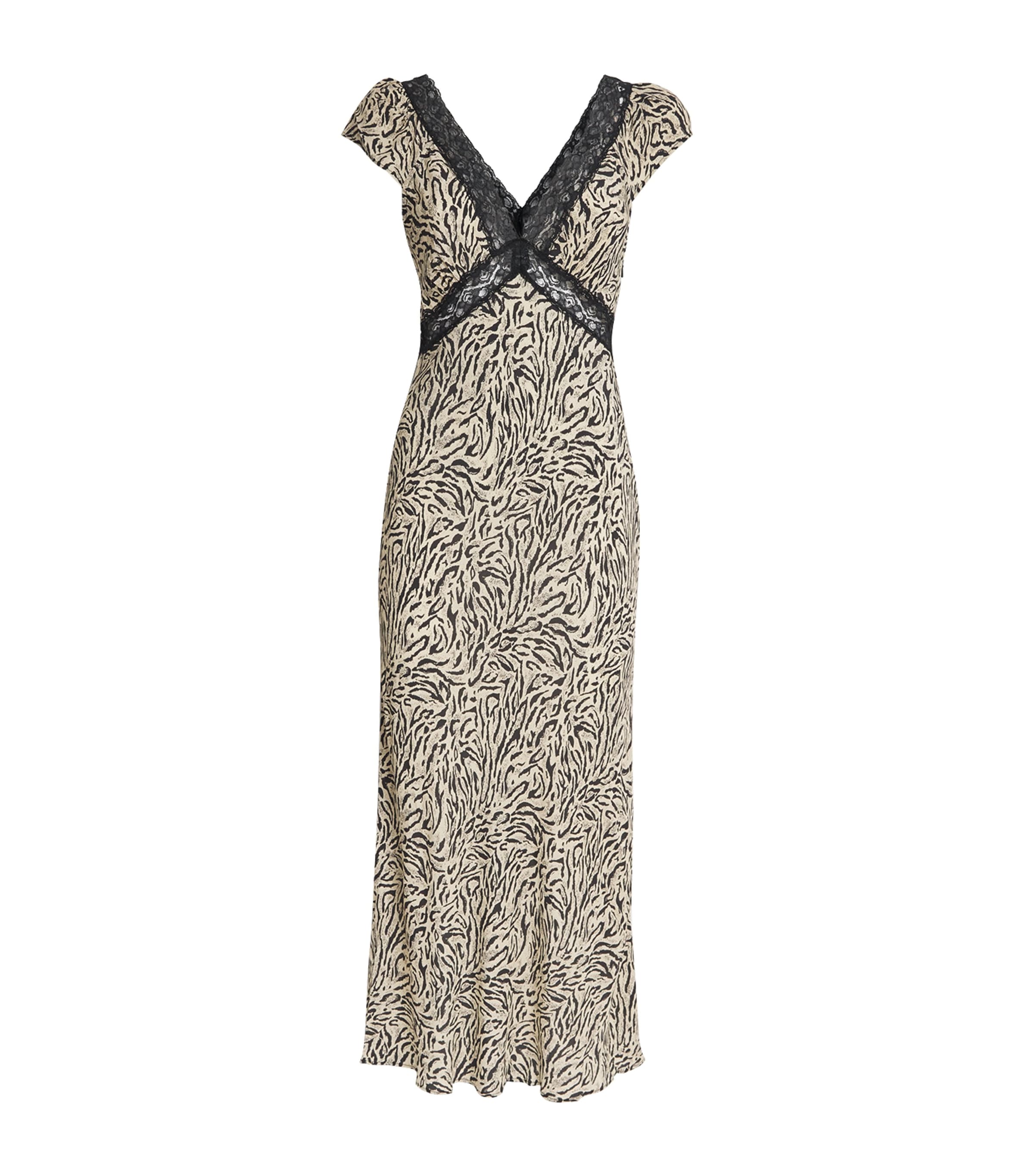 Rixo London Animal Print Iggy Midi Dress In Gray