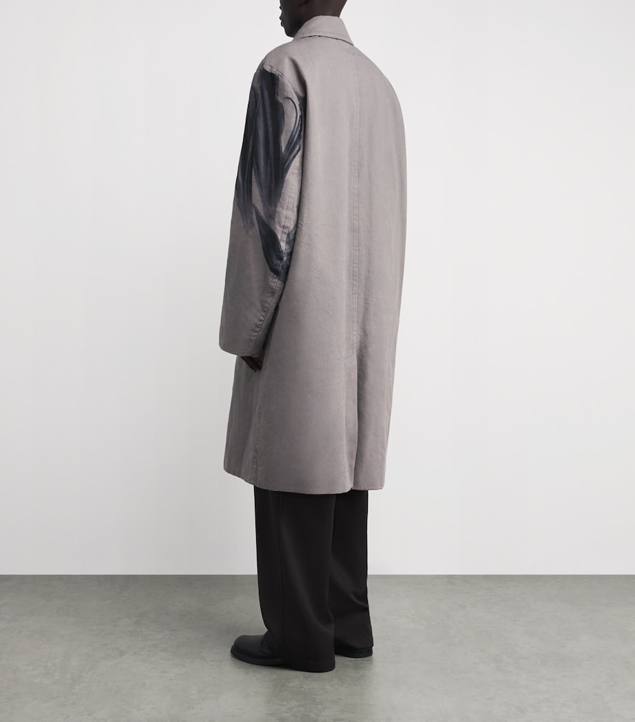 Cotton Floral Print Overcoat GREY Image 4