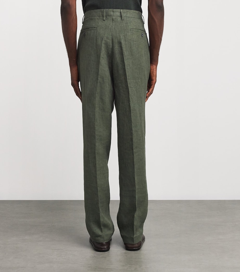 Linen Pleated Trousers GNGC-HUNTER GREEN Image 4
