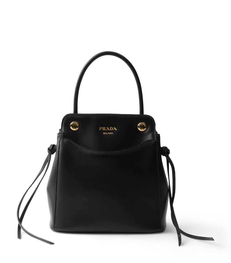 Prada Mini Leather Carry Top-Handle Bag Black Image 1