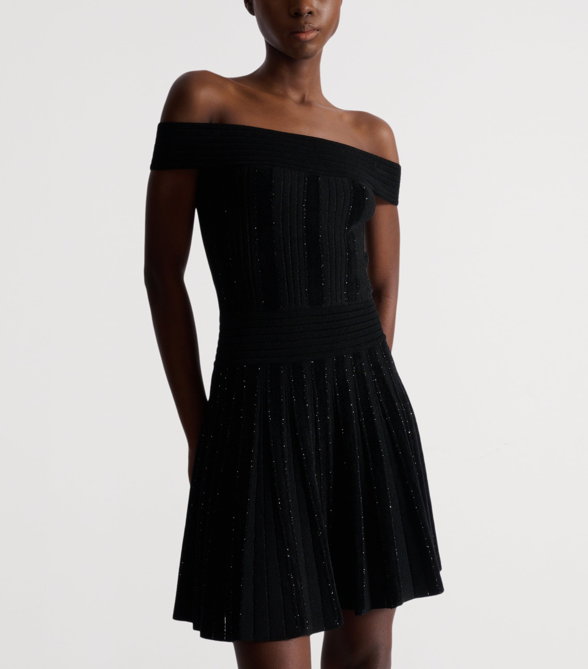 Off-The-Shoulder Knit Mini Dress EAC NOIR/ARGENT Image 4
