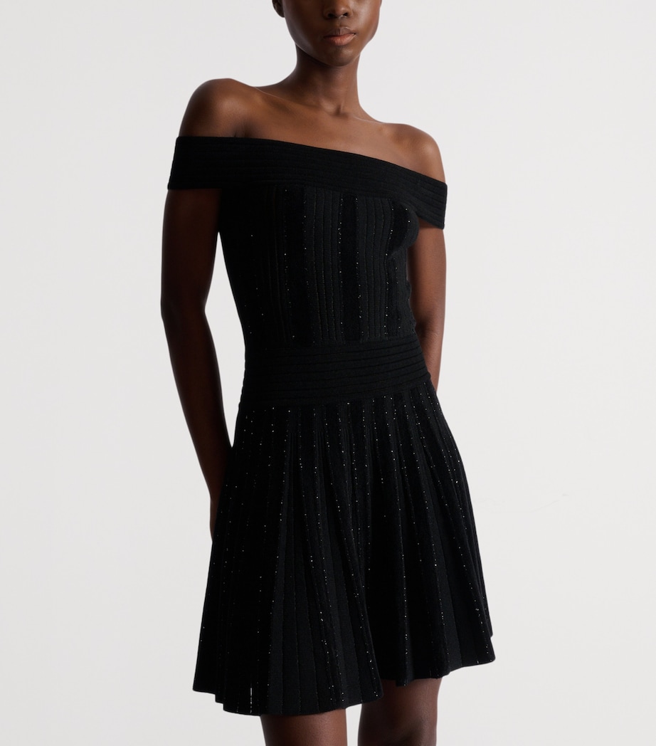 Off-The-Shoulder Knit Mini Dress EAC NOIR/ARGENT Image 4