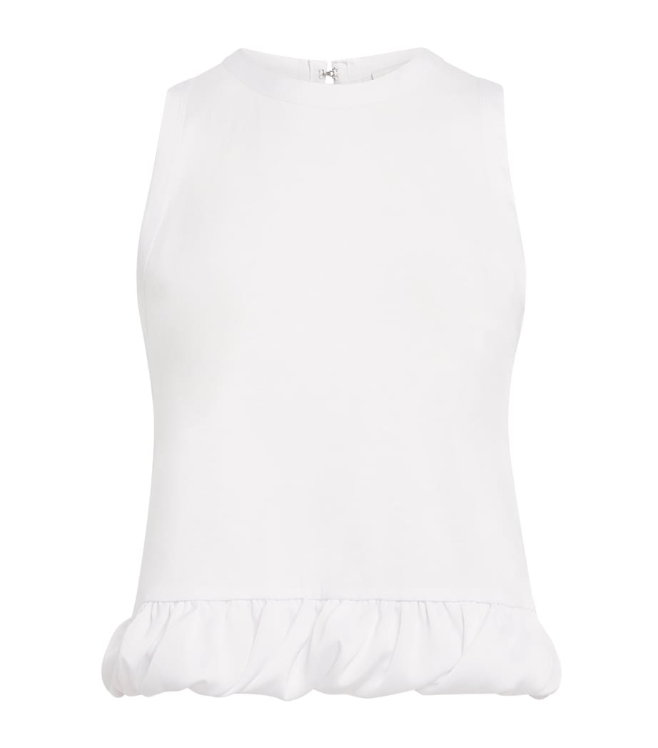 Sandro Paris Womens Cotton Ruffle Sleeveless Top White Image 1