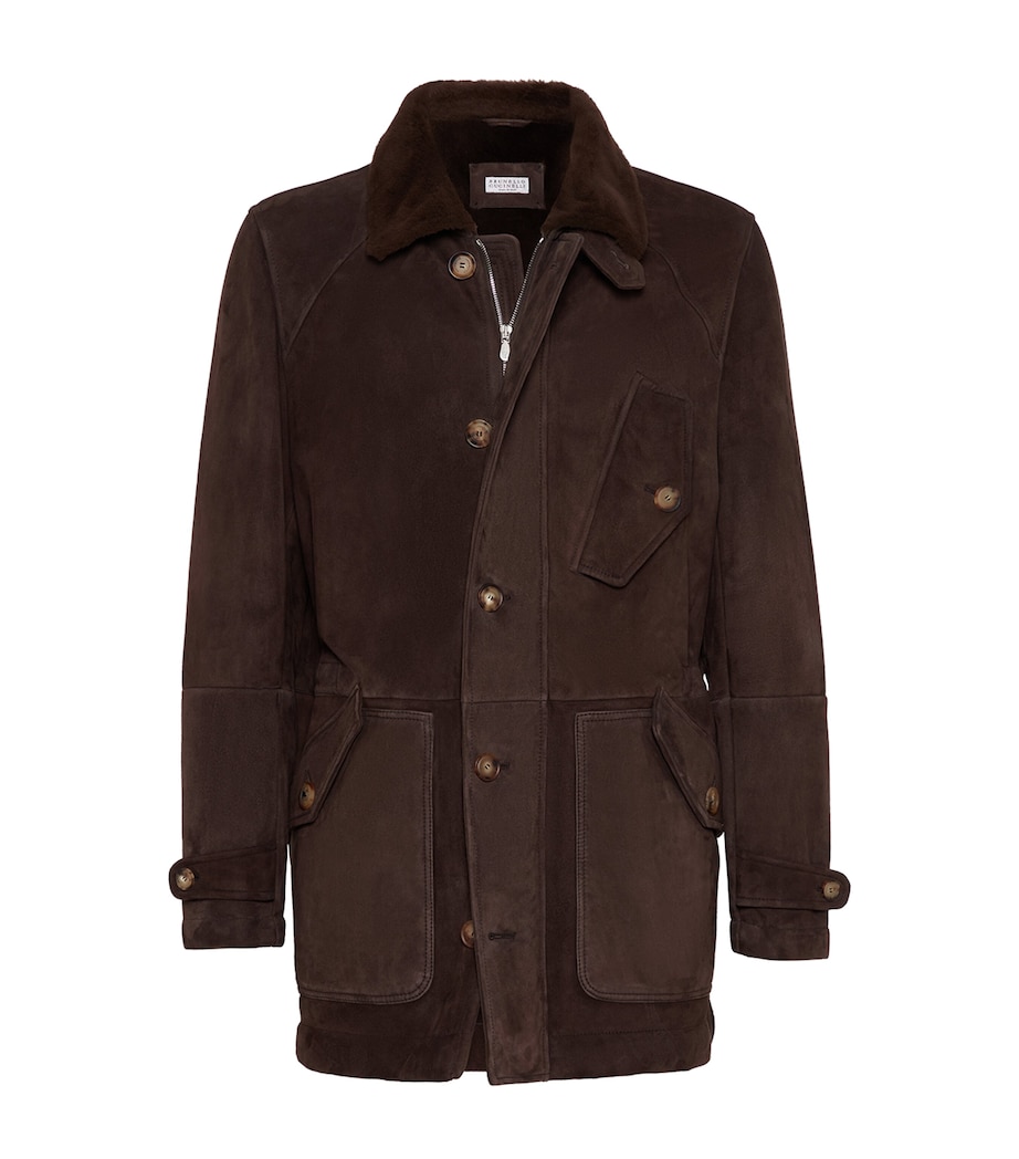 Suede-Shearling Pea Coat C4255 Image 1