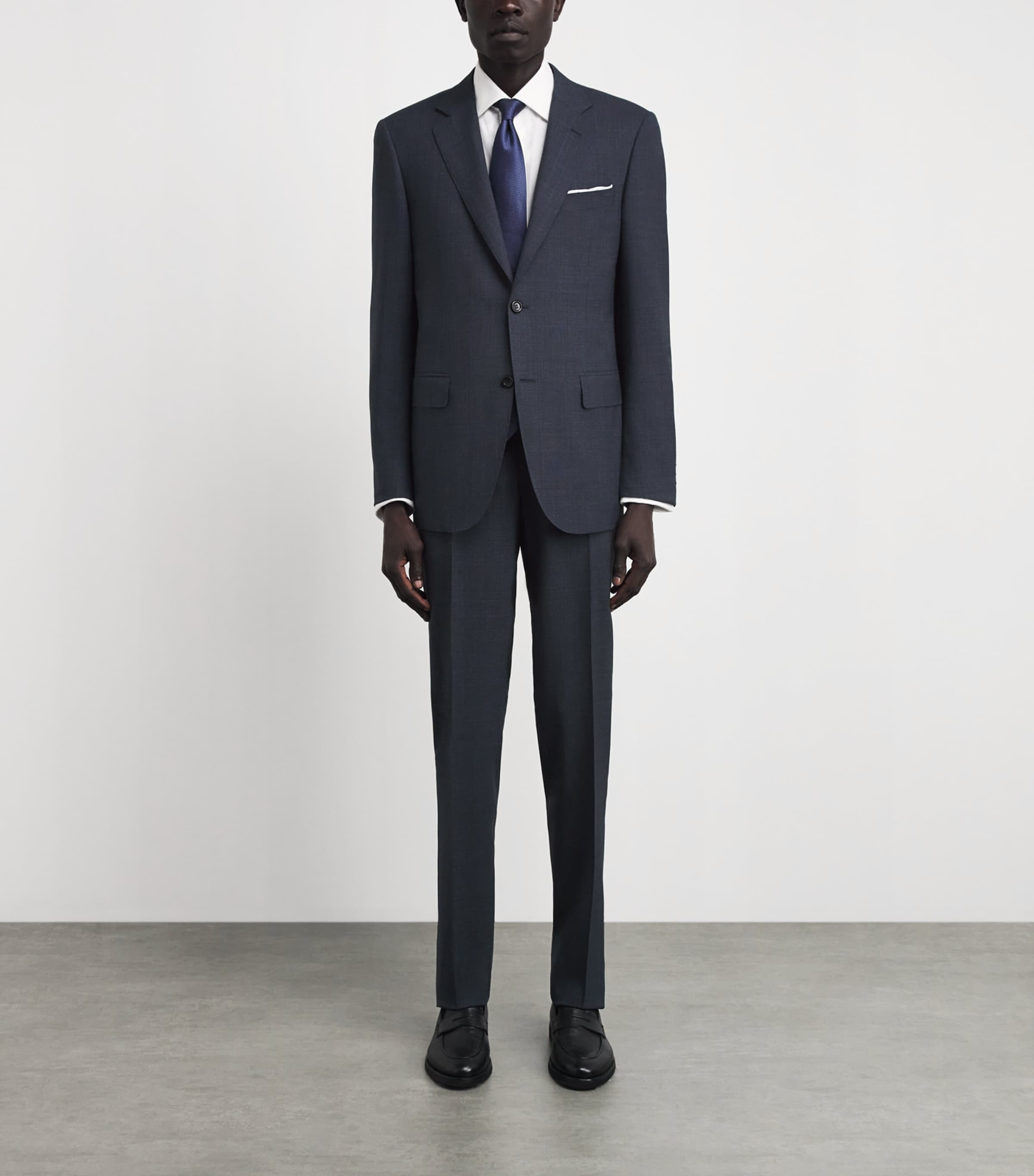 Canali Mens Wool 2-Piece Suit Navy Image 4