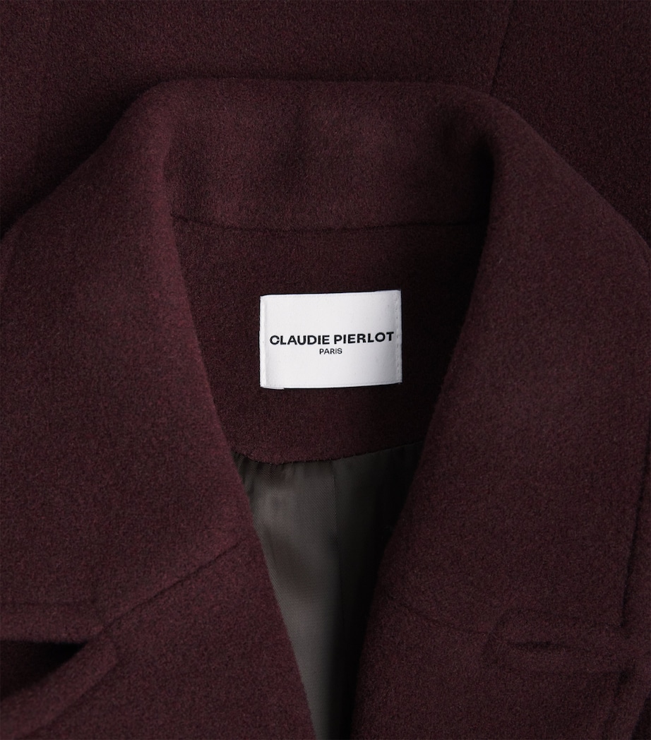 Wool-Cotton Belted Trench Coat BURGUNDY Image 5