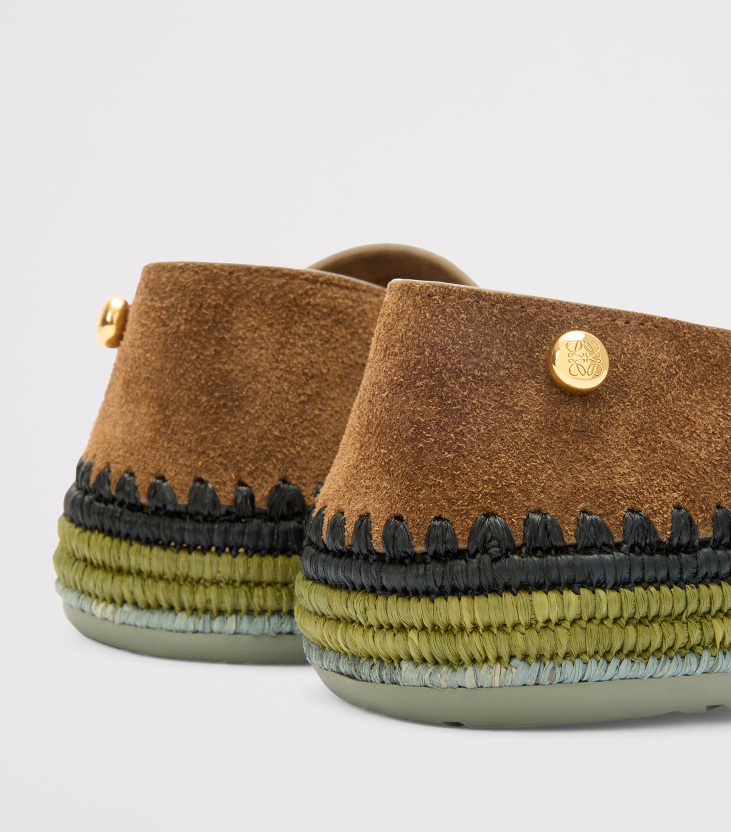 VIP【関税送料無料】希少 Loewe Paula's Ibiza Rio slipper Light gray + Paula's Ibiza Rio raffia-trimmed suede